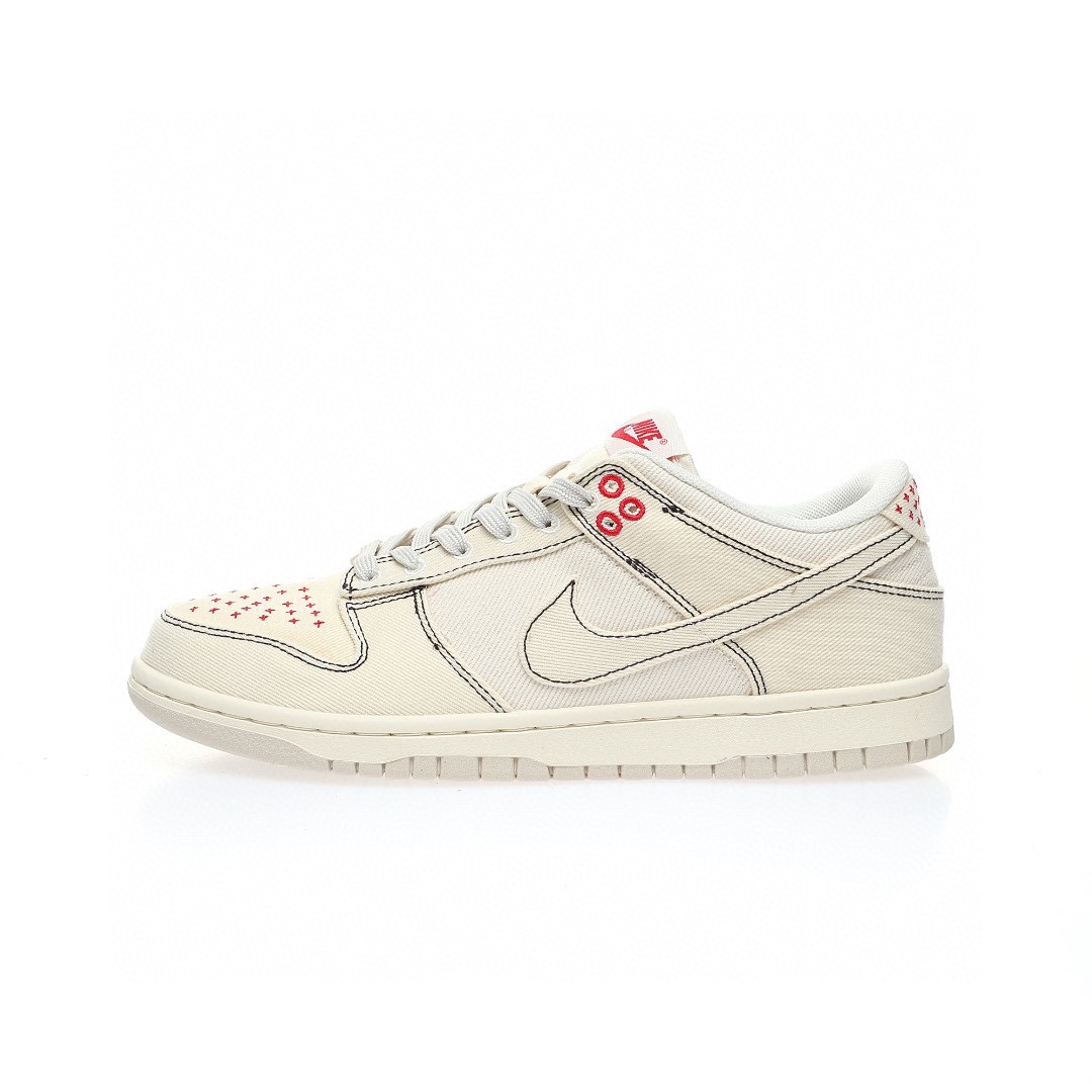 Dunk Low “帆布米白紅刺子繡”