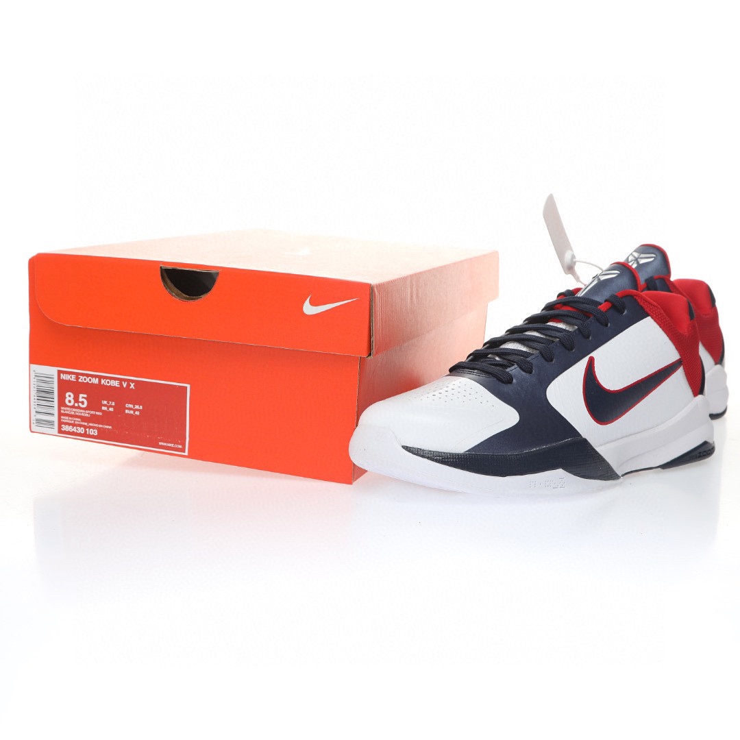 Nike Zoom Kobe ZK5 Protro"USA White Obsidian Sport Red"科比5代復刻實戰運動低幫文化籃球鞋「白深藍紅美國隊」