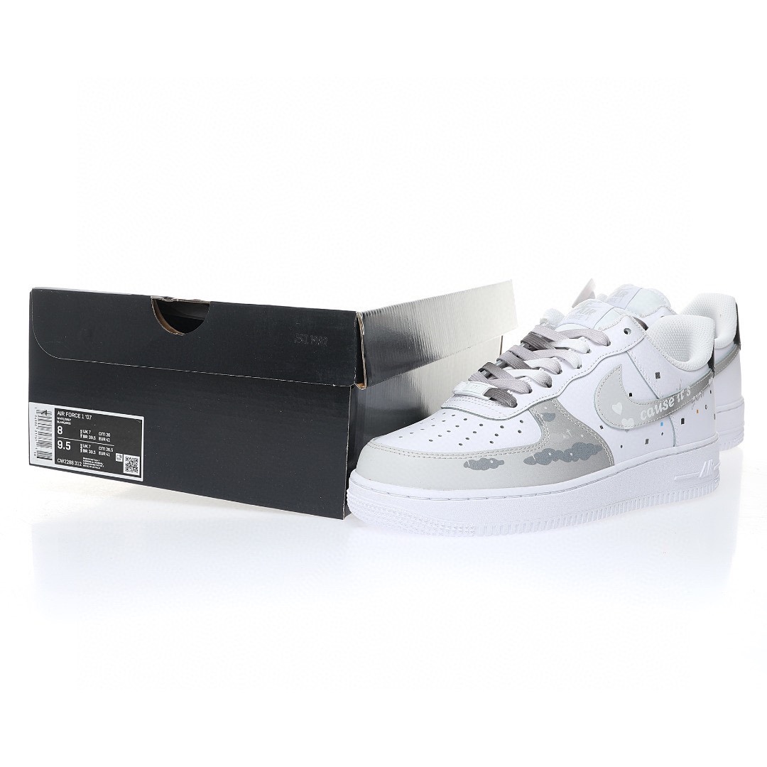Nike Air Force 1 “白灰雲朵塗鴉”