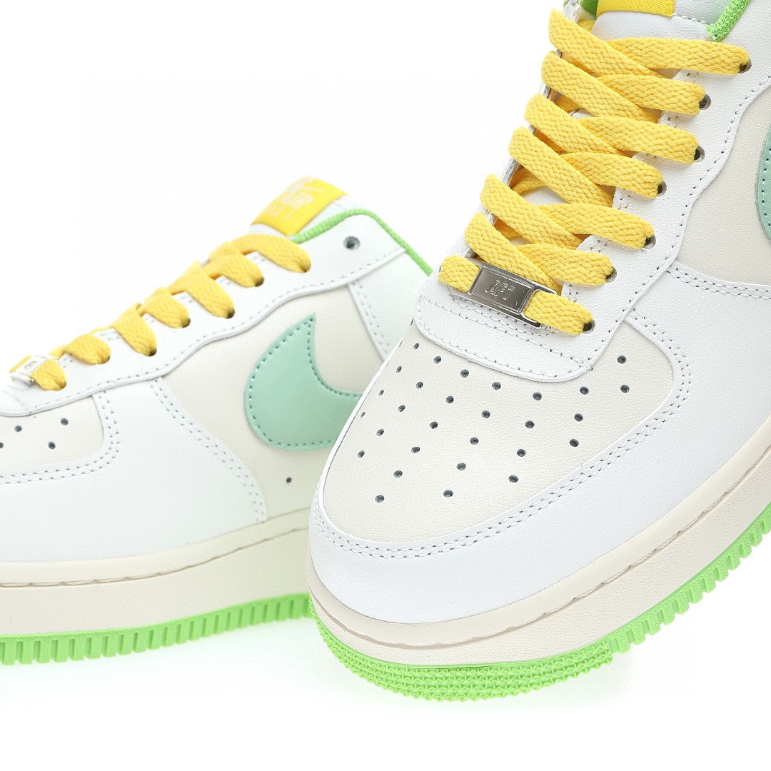 Nike Air Force 1 “皮革米白青綠黃”
