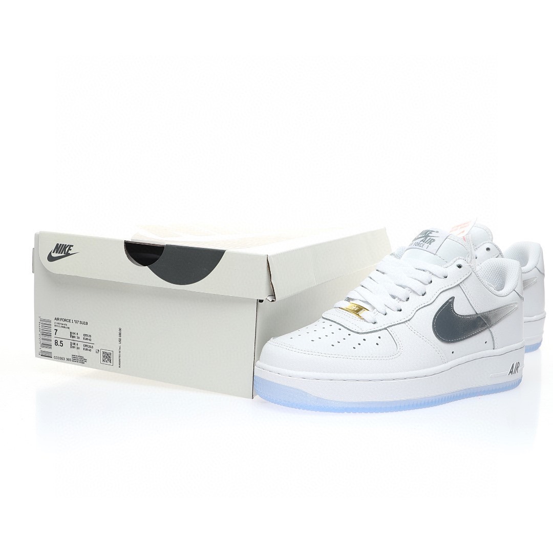 Nike Air Force 1 “皮革白深灰漸變鉤子”