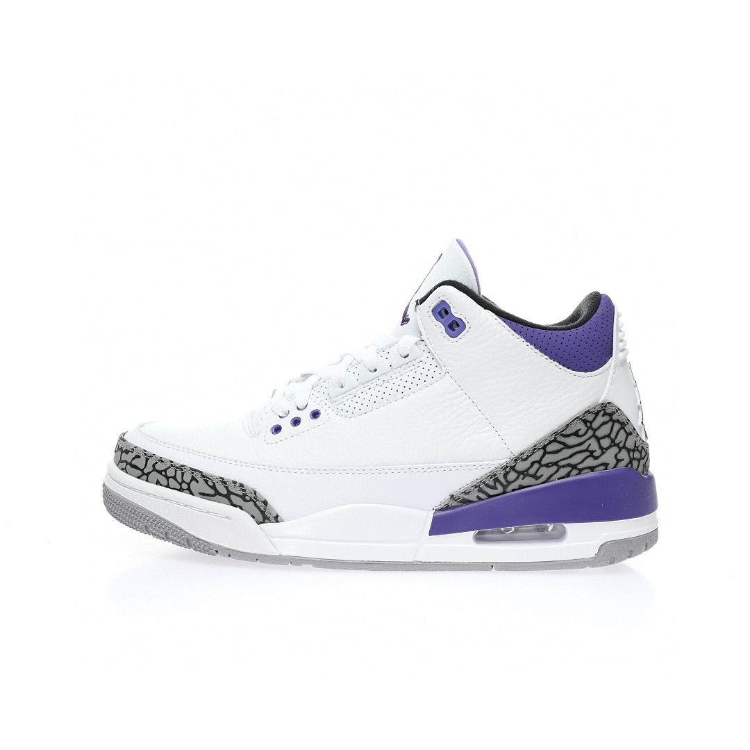 Air Jordan 3 白葡萄紫水泥爆裂紋