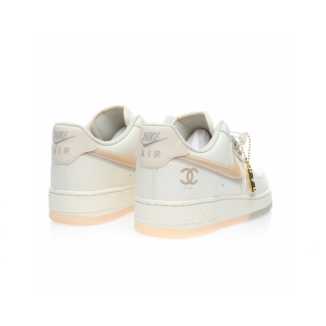 Nike Air Force 1 「米白灰淡黃CC香奈兒雙鈎」
