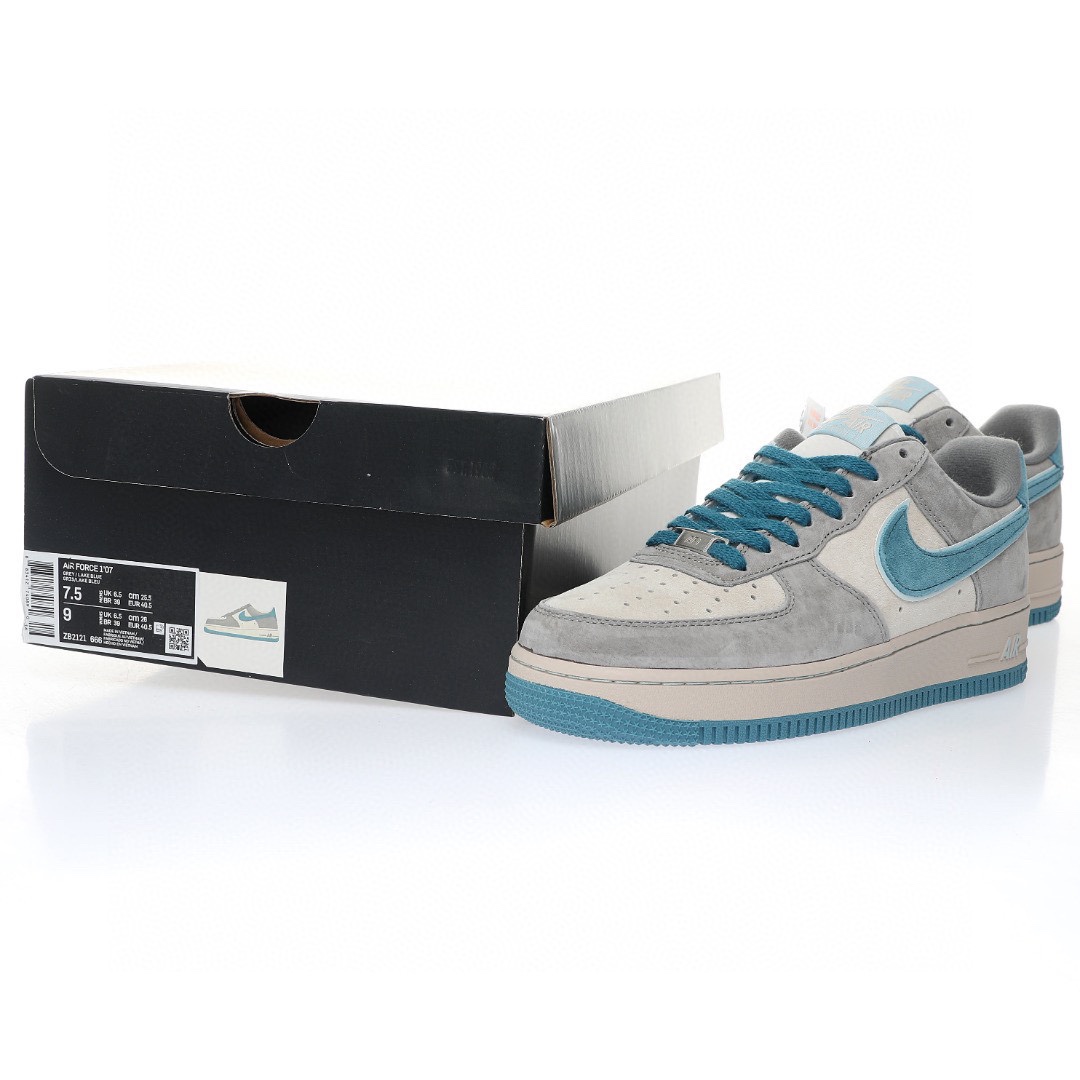 Nike Air Force 1 “麂皮深灰湖水藍”
