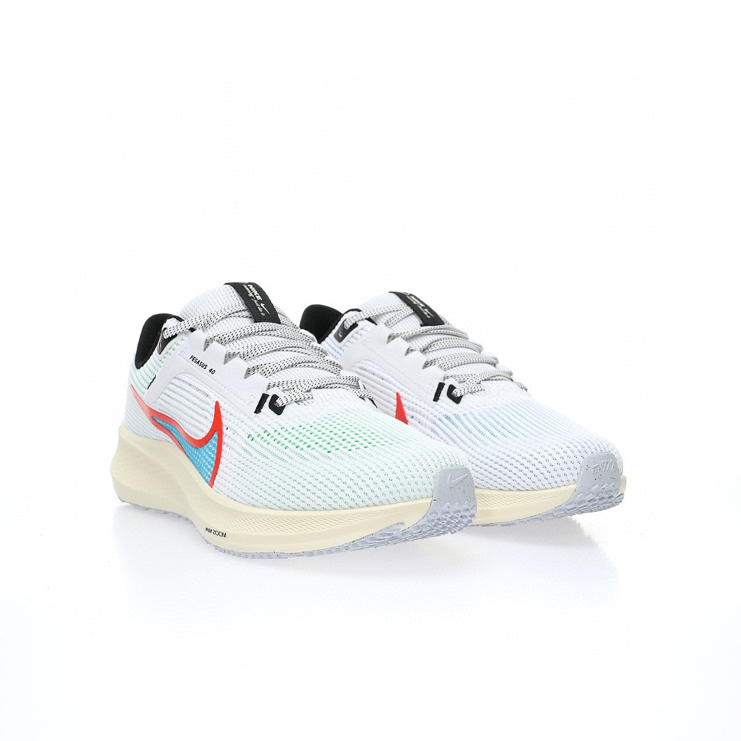 Nike Air Zoom Pegasus 40 Wide"White/Color"40代超級飛馬渦輪增壓馬拉松休閒運動慢跑鞋「網織白黑彩色鴛鴦鈎子」