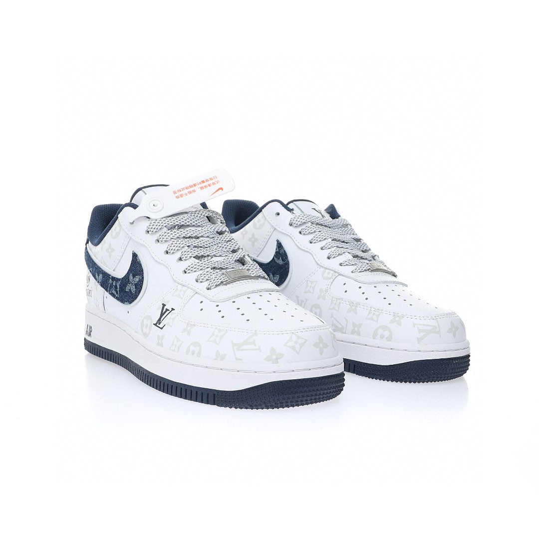 Louis Vuitton x Nike Air Force 1 「皮革白牛仔深藍灰LV老花」