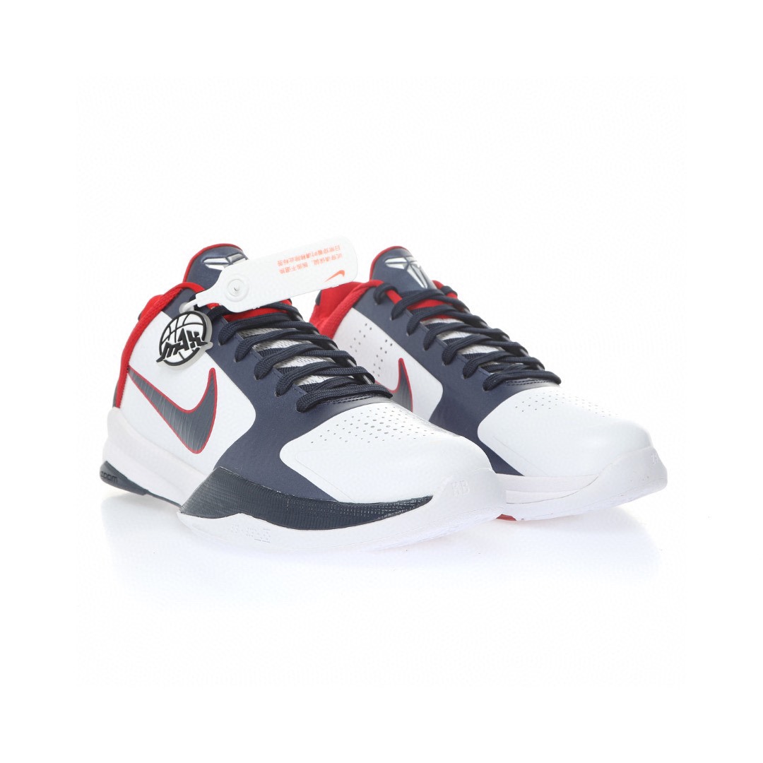Nike Zoom Kobe ZK5 Protro"USA White Obsidian Sport Red"科比5代復刻實戰運動低幫文化籃球鞋「白深藍紅美國隊」