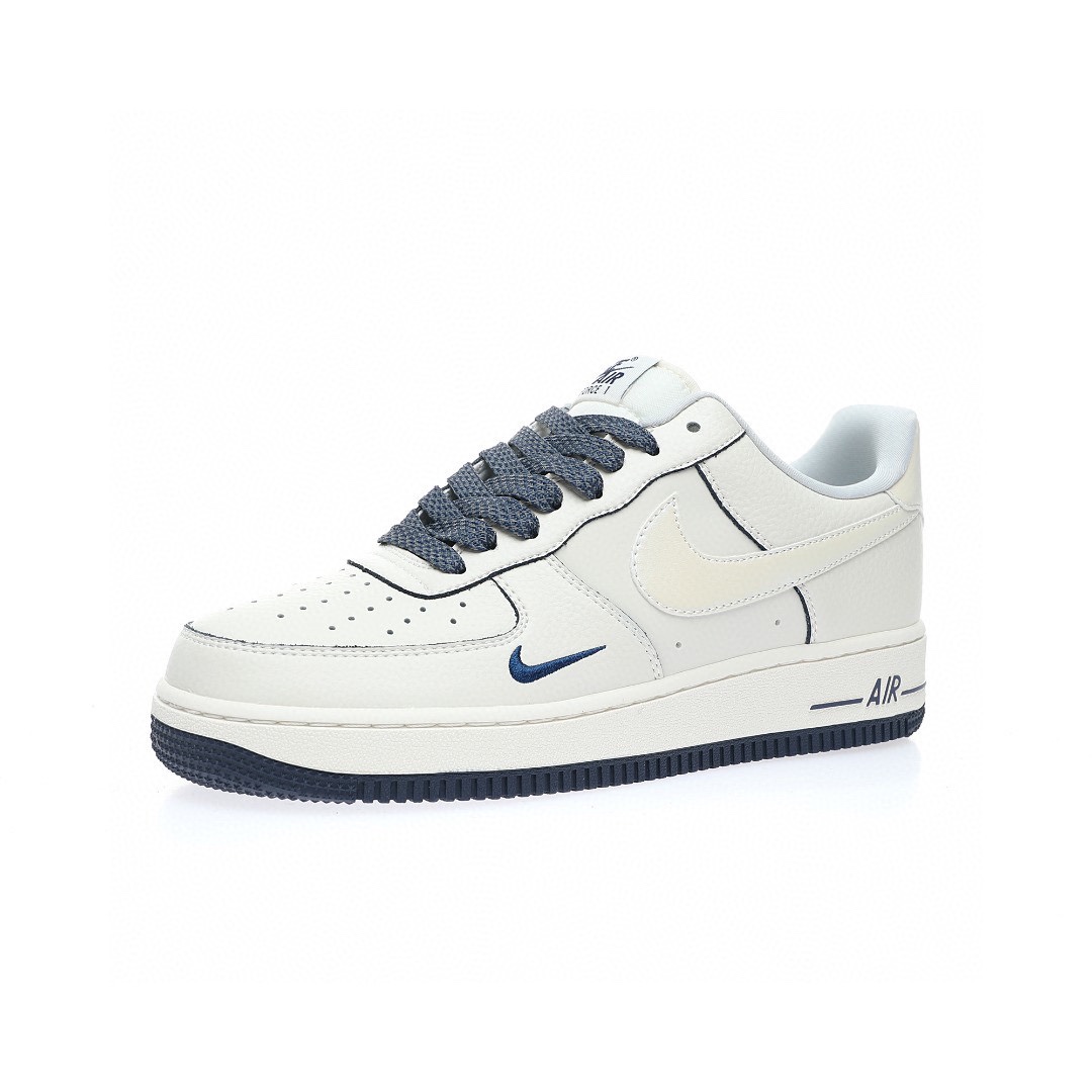 Nike Air Force 1 “皮革米白暗夜藍小鉤”