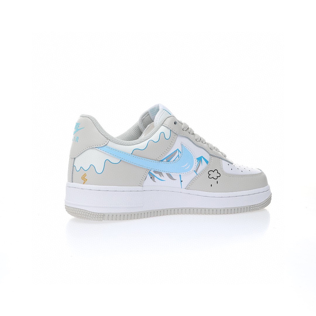 Nike Air Force 1 “皮革灰白藍彩色雪山塗鴉”