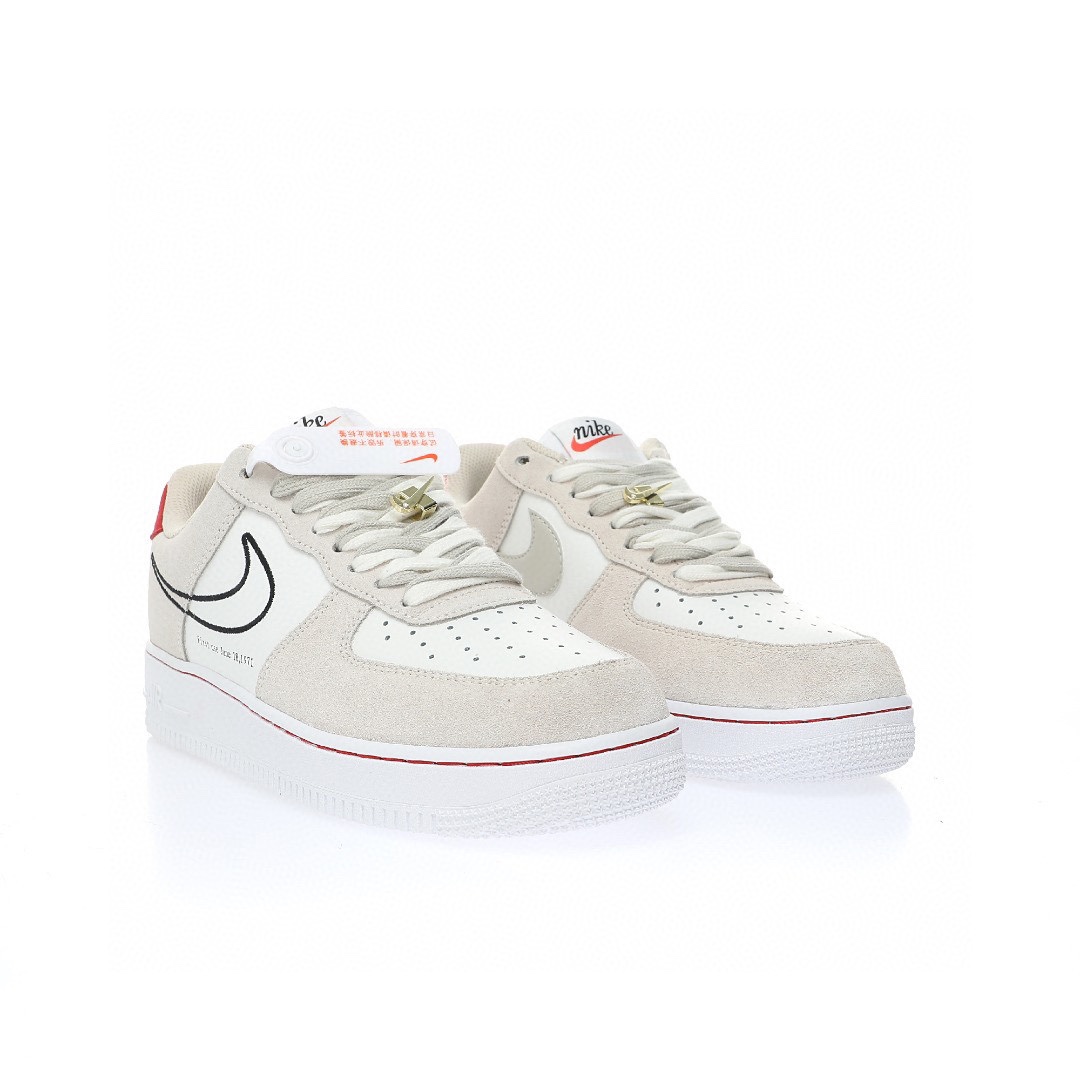 Nike Air Force 1 “拼接米白紅金扣”