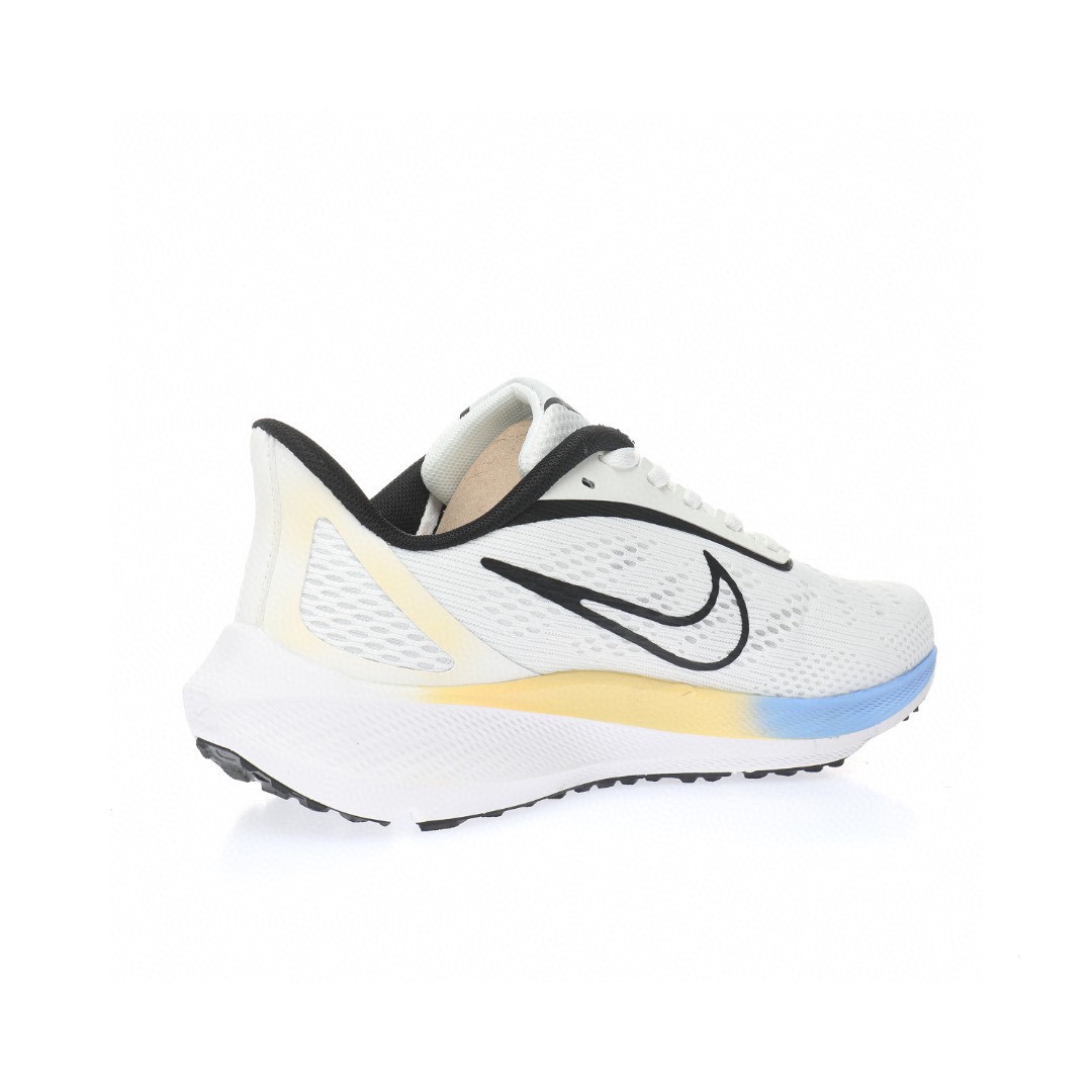 Nike Air Zoom Pegasus 39代超級飛馬渦輪增壓馬拉松休閒運動慢跑鞋「網織白黑藍黃漸變」