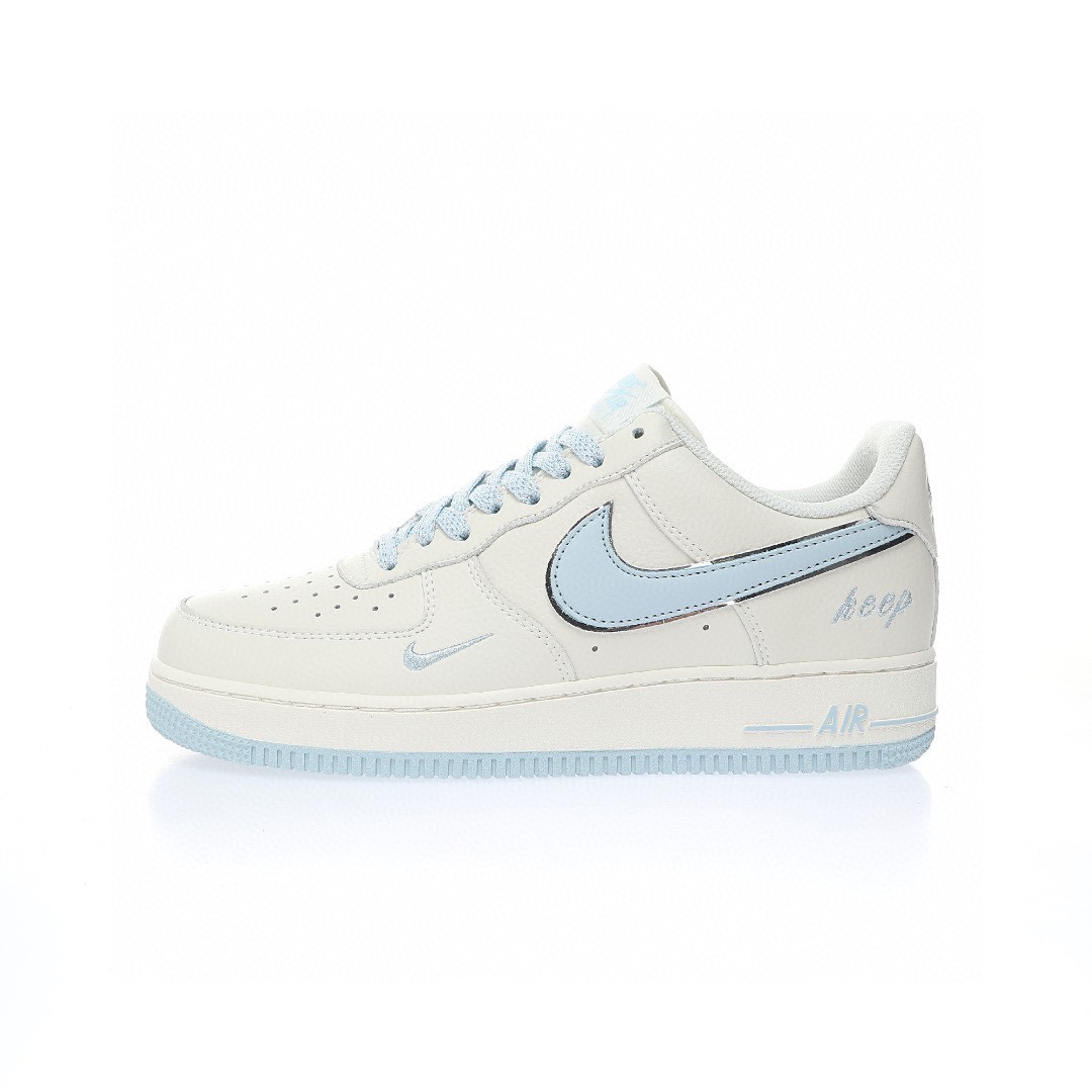 Nike Air Force 1 “皮革白淡藍銀小鉤”