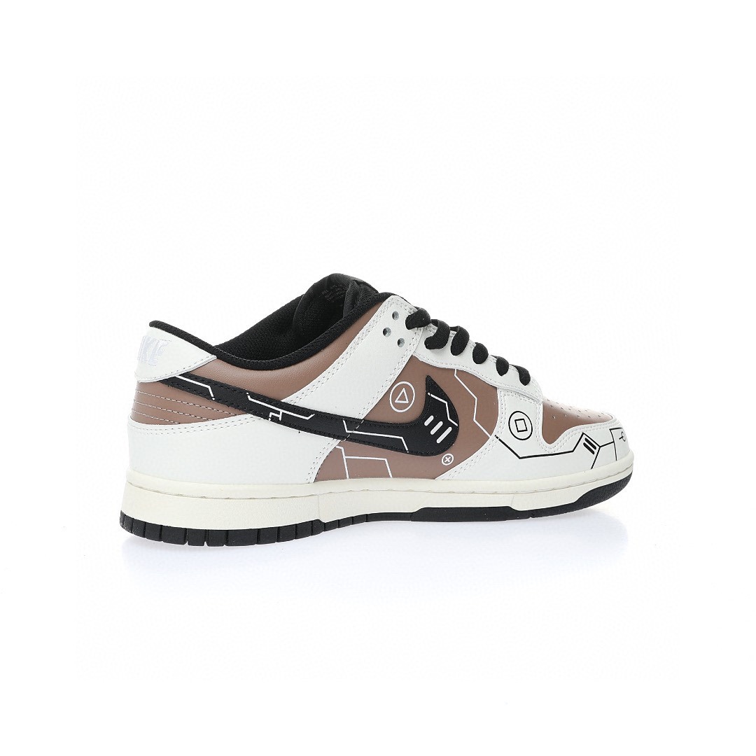 Dunk Low “皮革白黑巧克力棕遊戲印花”