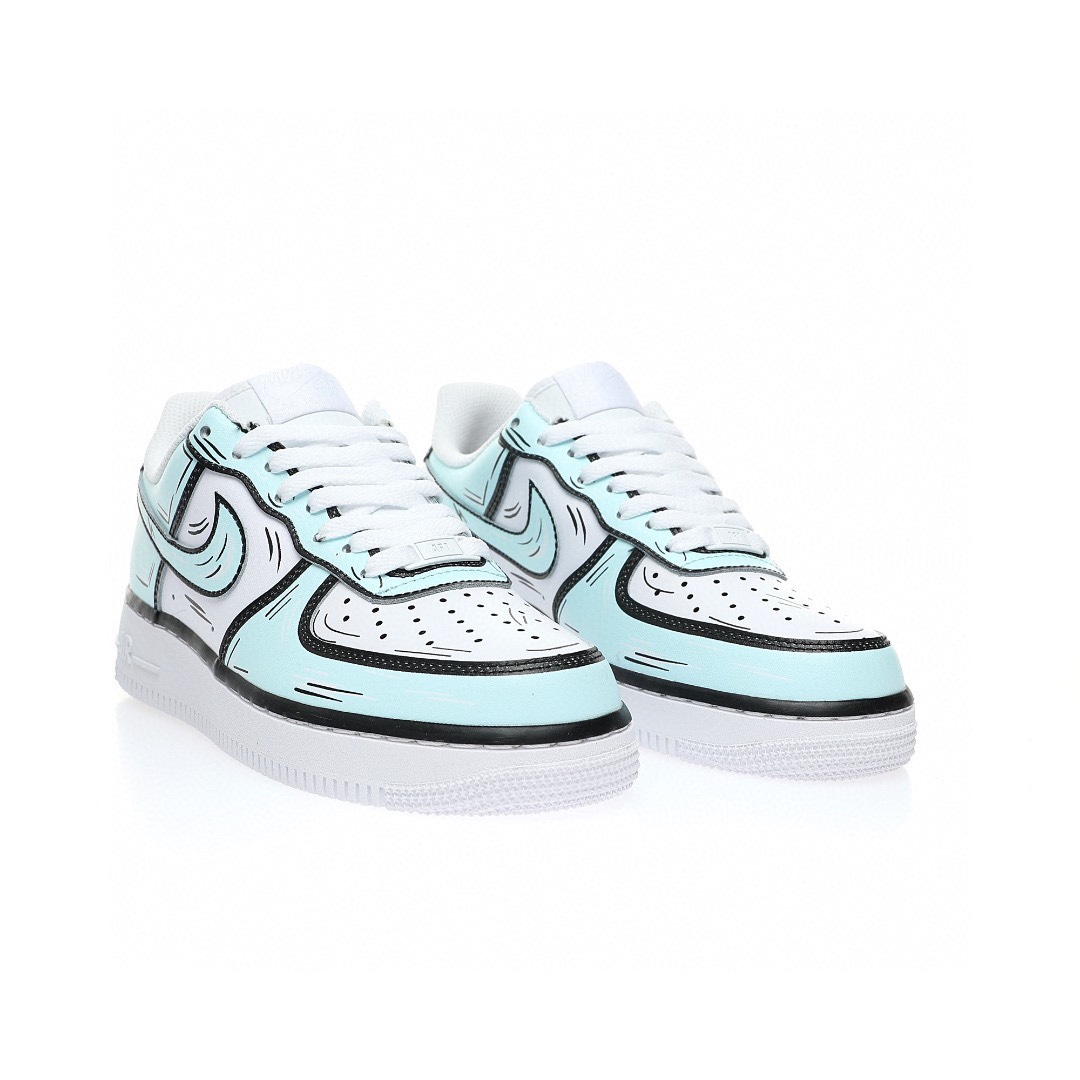 Nike Air Force 1 “二次元馬克筆塗鴉薄荷綠黑白”