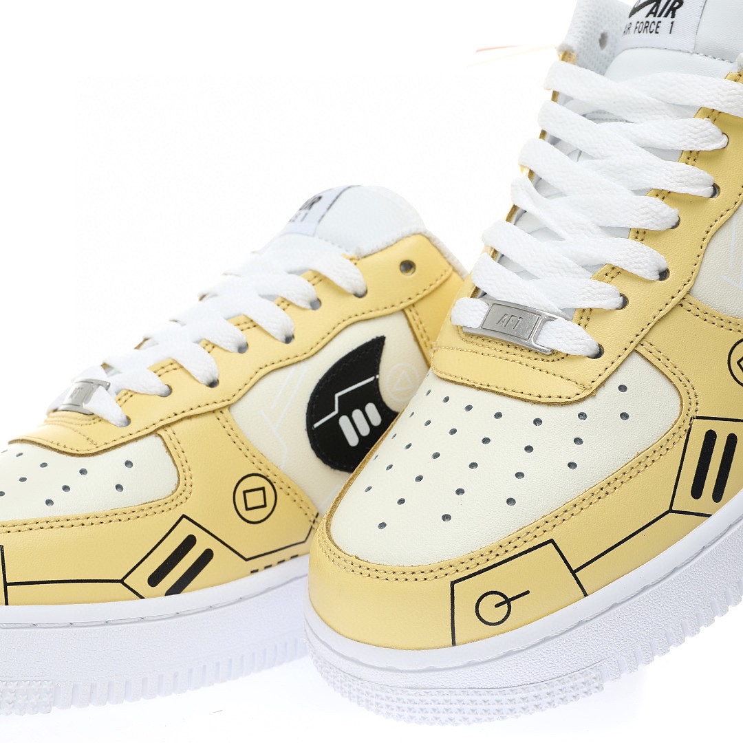Nike Air Force 1 “皮革白黑淺黃遊戲印花”