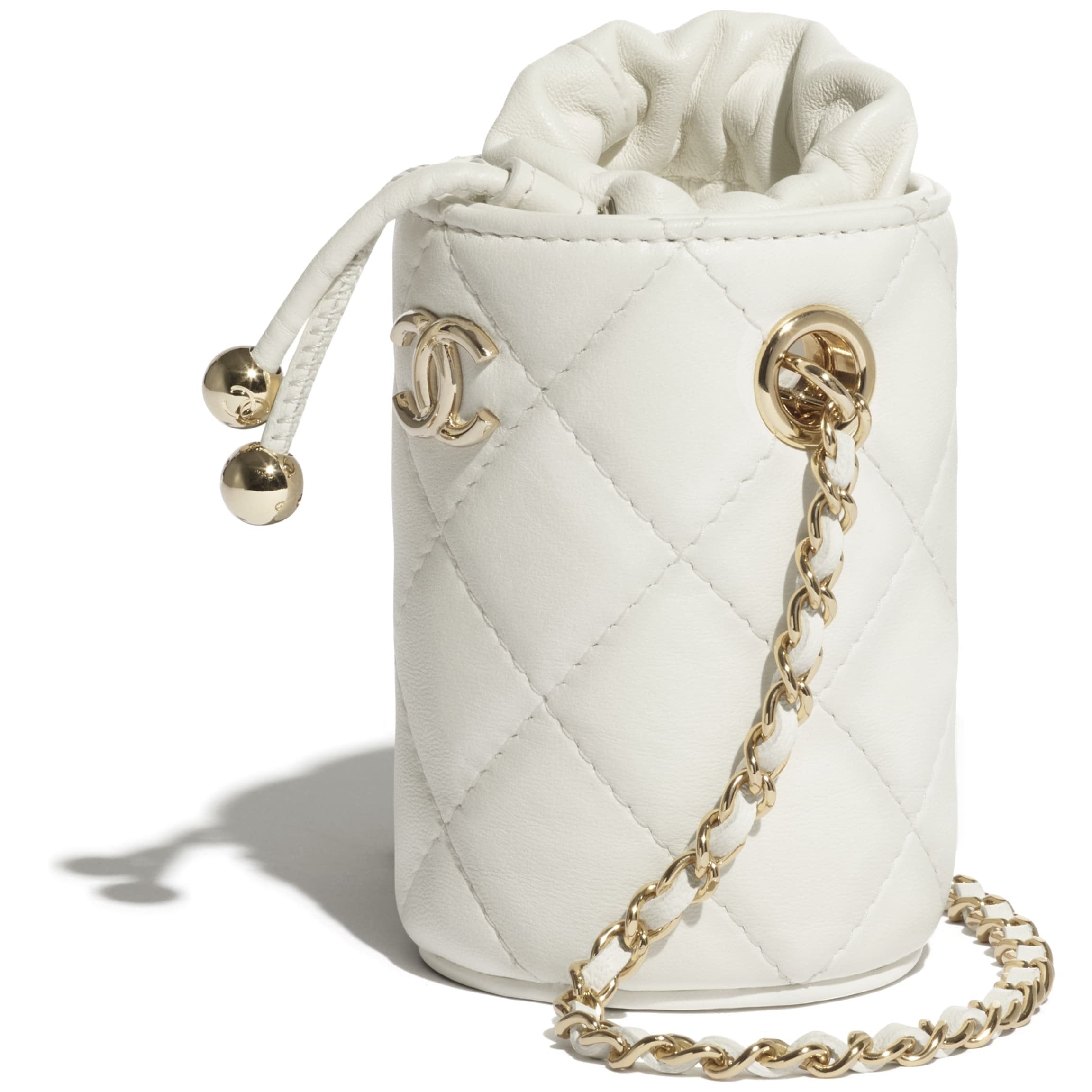 【CHANEL】ミニ バケット バッグ  ラムスキン ホワイト