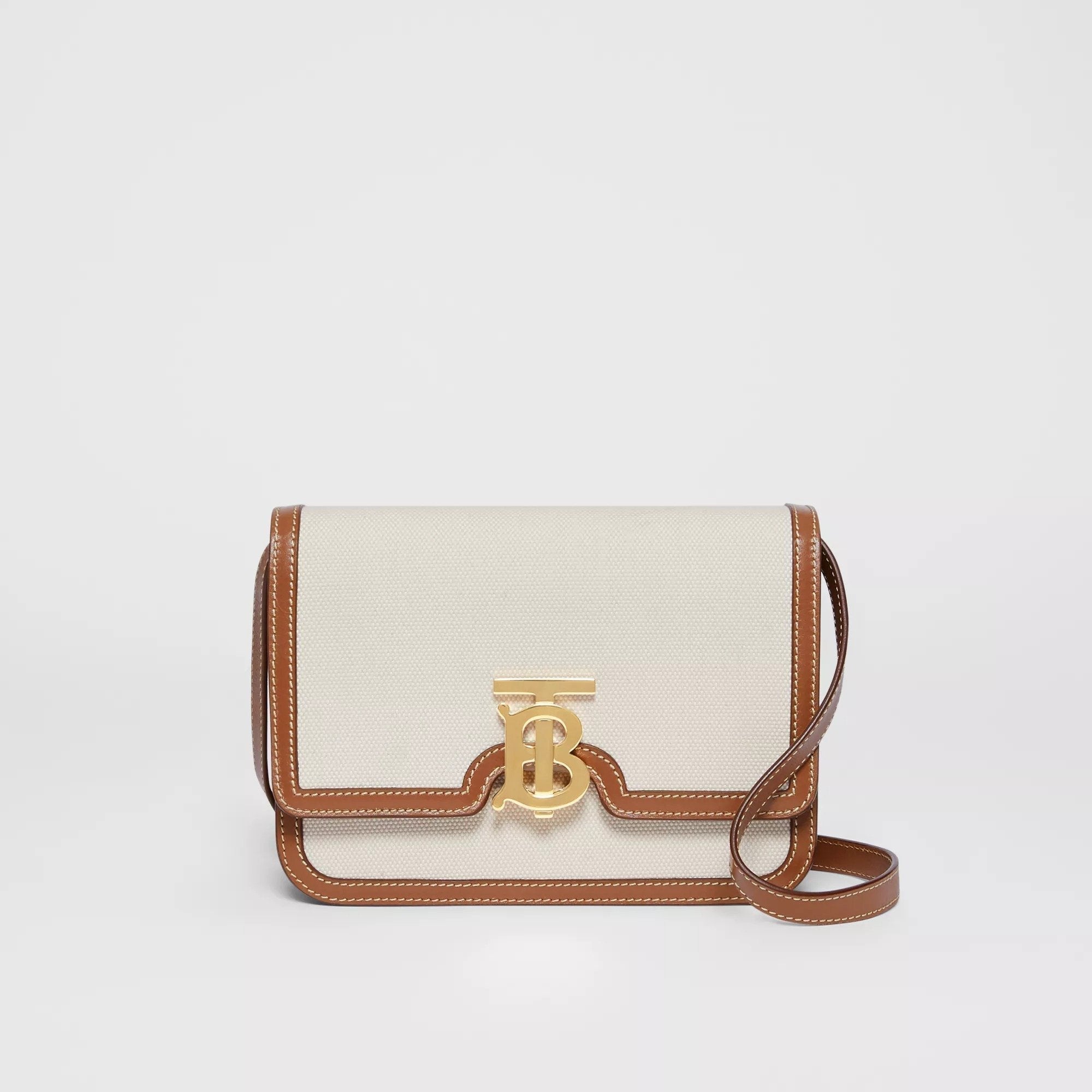 【Burberry】スモール ツートン キャンバス＆レザー TBバッグ