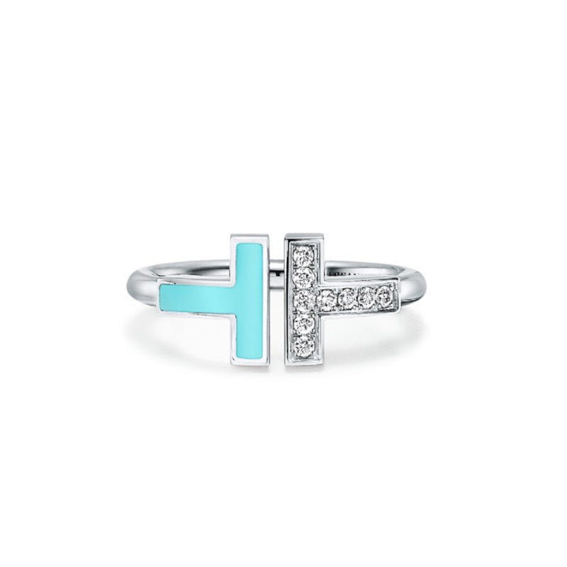 【Tiffany & Co.】ダイヤモンド ＆ ターコイズ ワイヤー リング 18K ホワイトゴールド