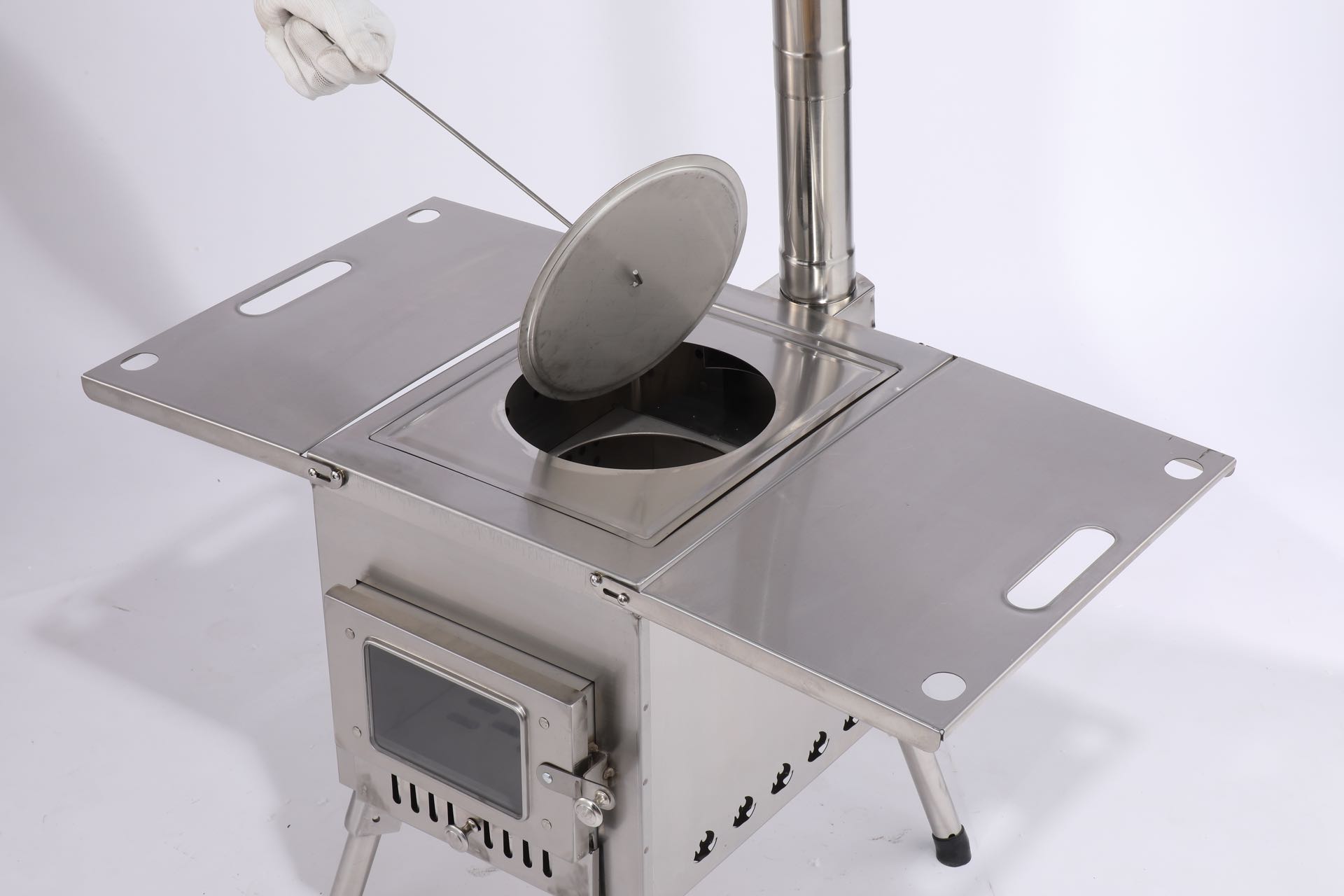 Portable Outdoor Wood Camping Stove Cooking Boil Water BBQ Stainless