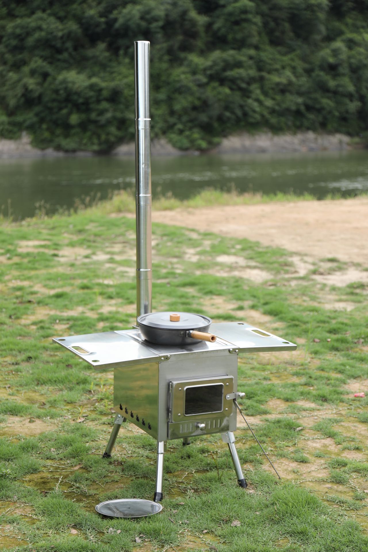 Portable Outdoor Wood Camping Stove Cooking Boil Water BBQ Stainless