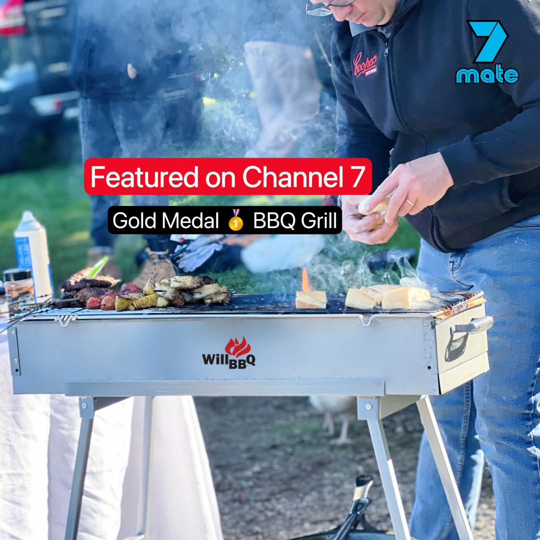 WillBBQ 100(L)x18(W)cm Charcoal BBQ Portable Hibachi Grill for Skewer