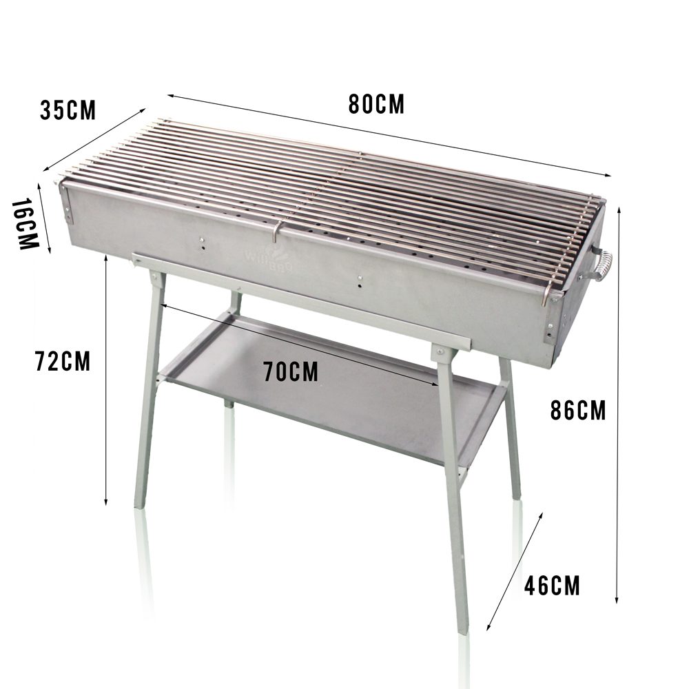 Xtra thick Heavy Duty Outdoor Portable Charcoal Hibachi BBQ Camping Barbecue Grill - 80cm x 35cm x 86cm