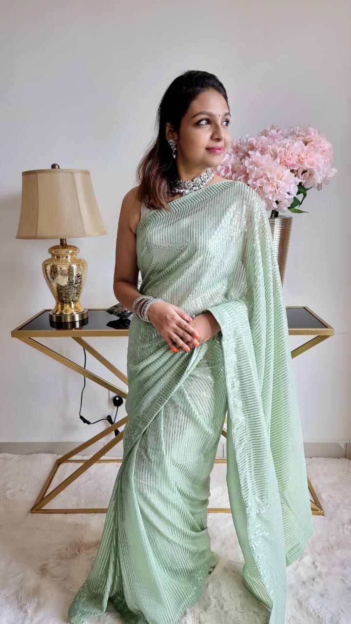 Buy Saubhagyavati Embellished Bollywood Lycra Blend Green Sarees Online @  Best Price In India | Flipkart.com