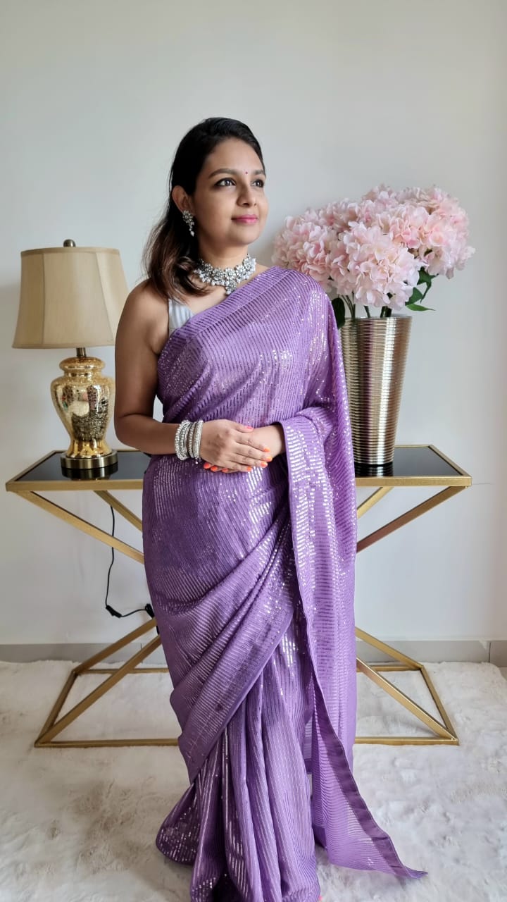 Embroidered Sequins Saree – Amoli Clothing