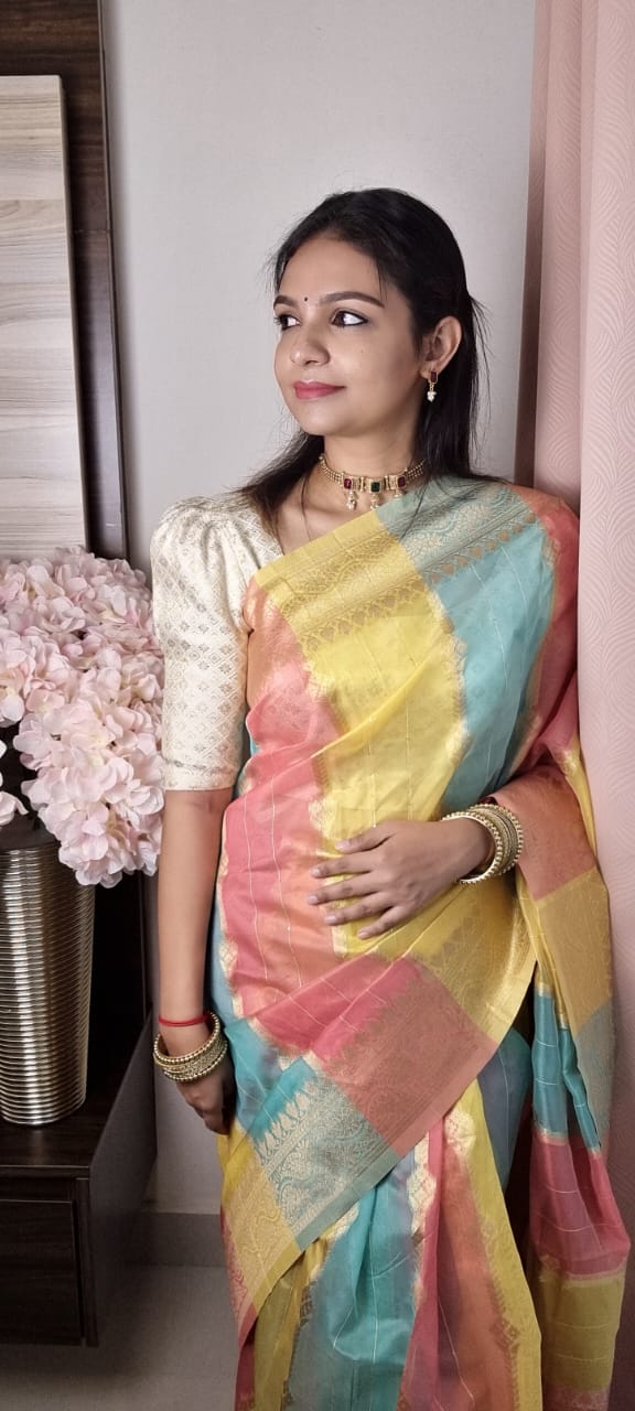 Multi-Color Weaving Organza Saree