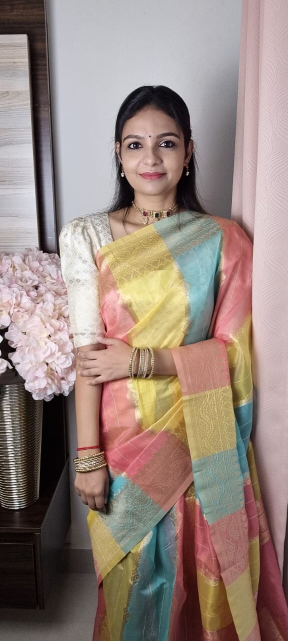 Multi-Color Weaving Organza Saree