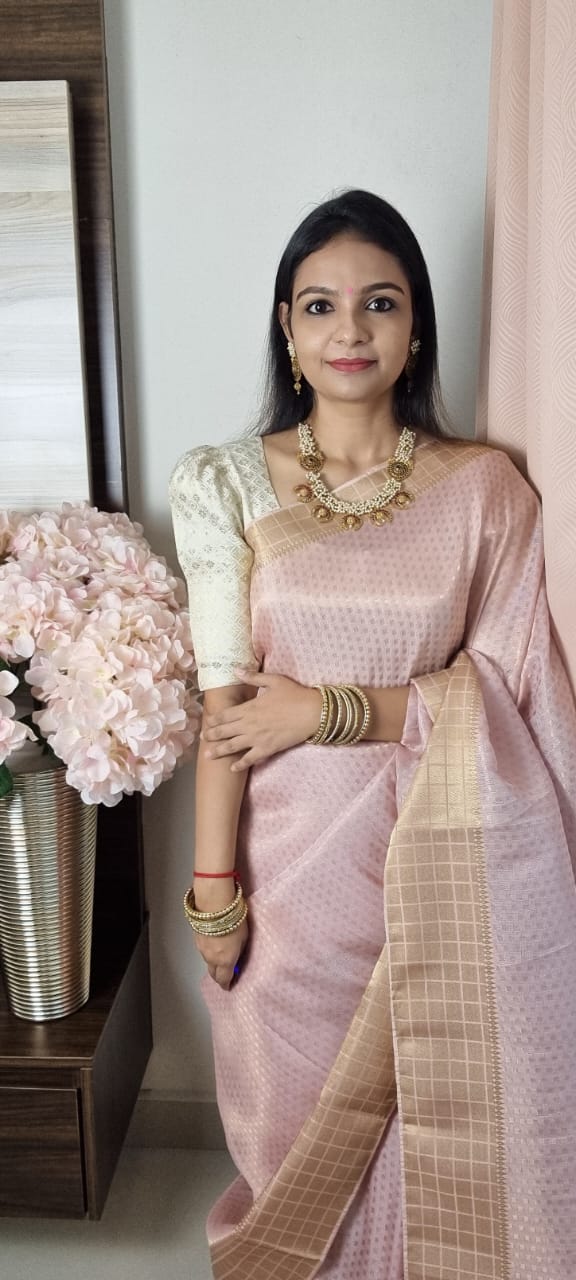Pink Soft Tissue Linen Saree
