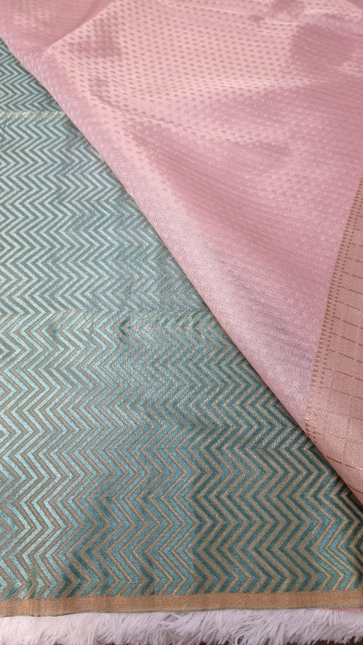 Pink Soft Tissue Linen Saree