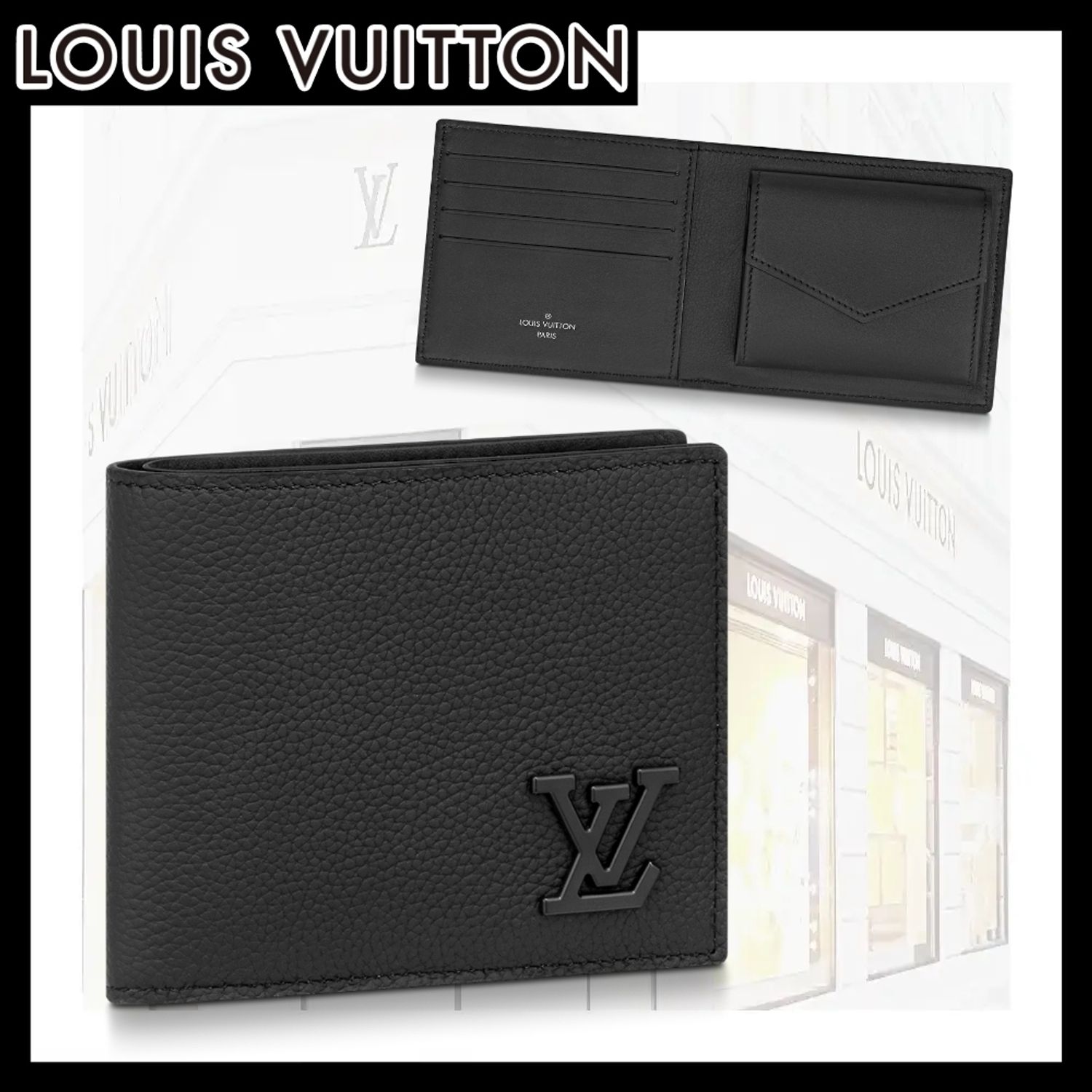 LV 二つ折り 財布 マルコ アエログラム ブラック 小銭入付き (Louis Vuitton/折りたたみ財布) M81742【BUYMA】