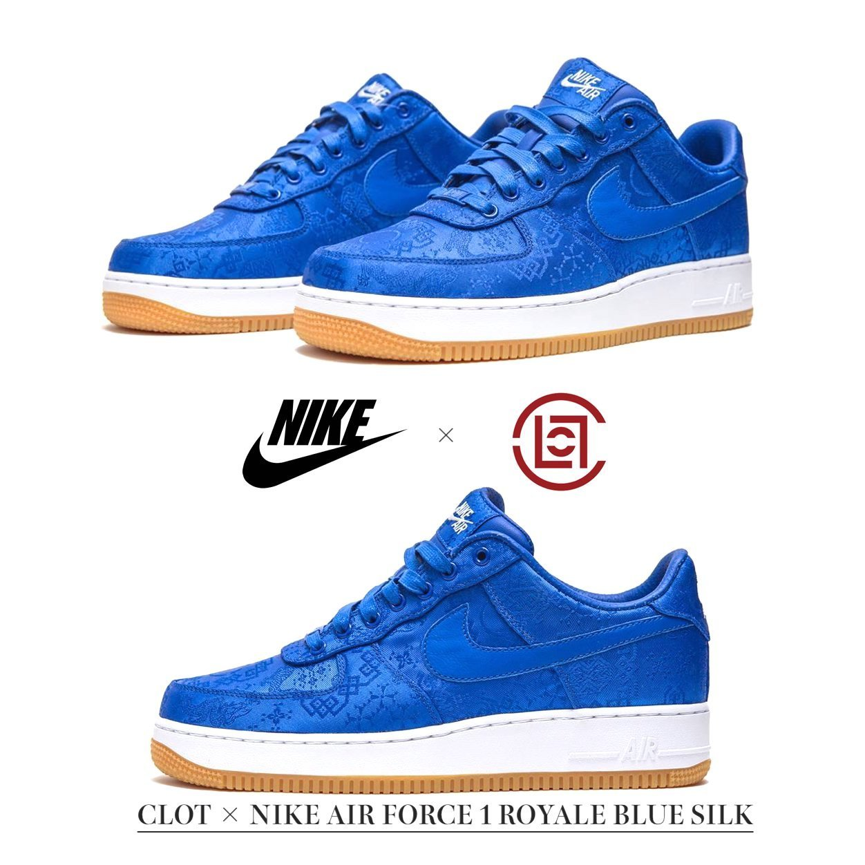CLOT × NIKE AIR FORCE 1 ROYALE BLUE SILK - エアフォースワン