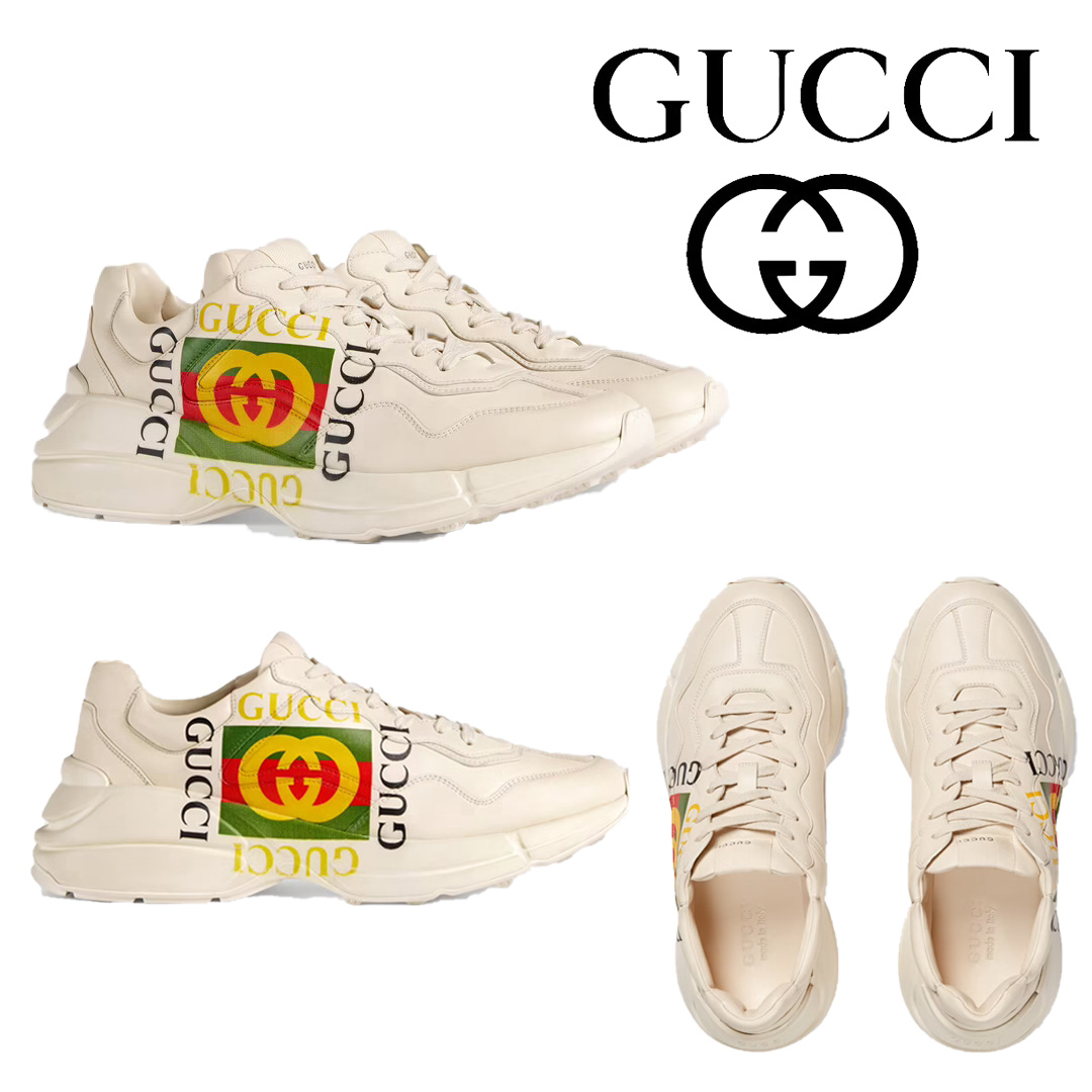 グッチ ロゴ レザー スニーカー