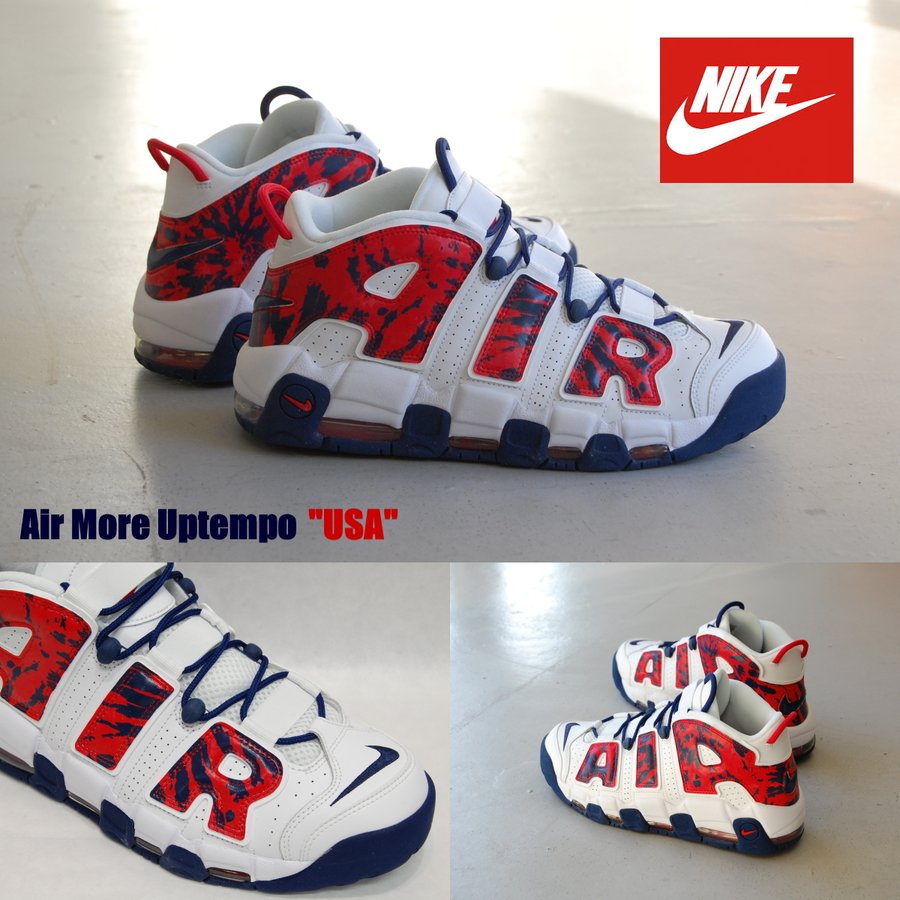 NIKE ナイキ AIR MORE UPTEMPO 'RED NAVY CAMO' エア モア アップテンポ "レッド ネイビー カモ" メンズ スニーカー WHITE/UNIVERSITY RED/BLUE VOID【海外展開 日本未入荷】