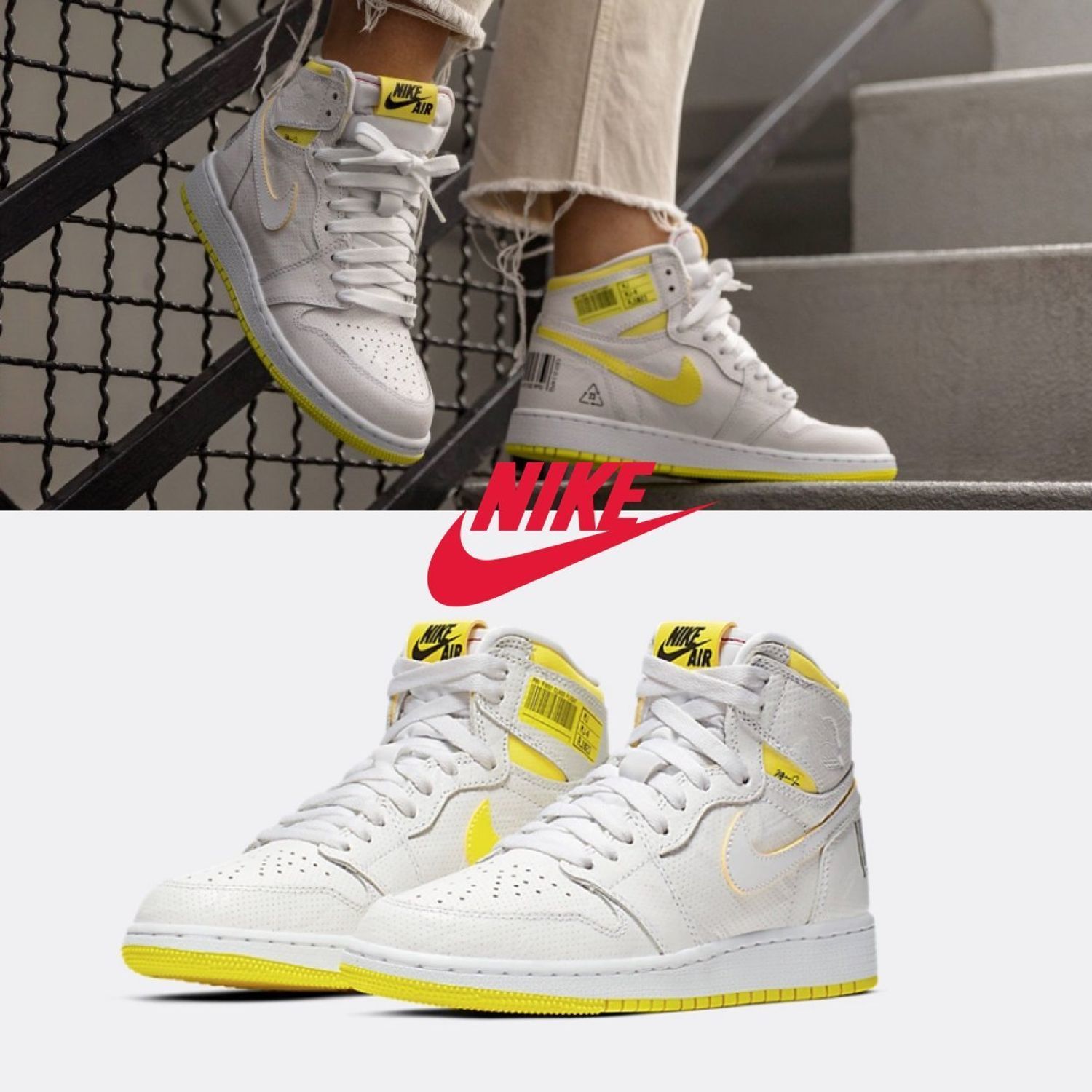 NIKE ナイキ AIR JORDAN 1 RETRO HIGH OG 'FIRST CLASS FLIGHT' エア ジョーダン ワン レトロ ハイ オージー "ファーストクラス フライト" メンズ レディース スニーカー WHITE/BLACK-UNIVERSITY RED-DYNAMIC YELLOW【完売モデル】