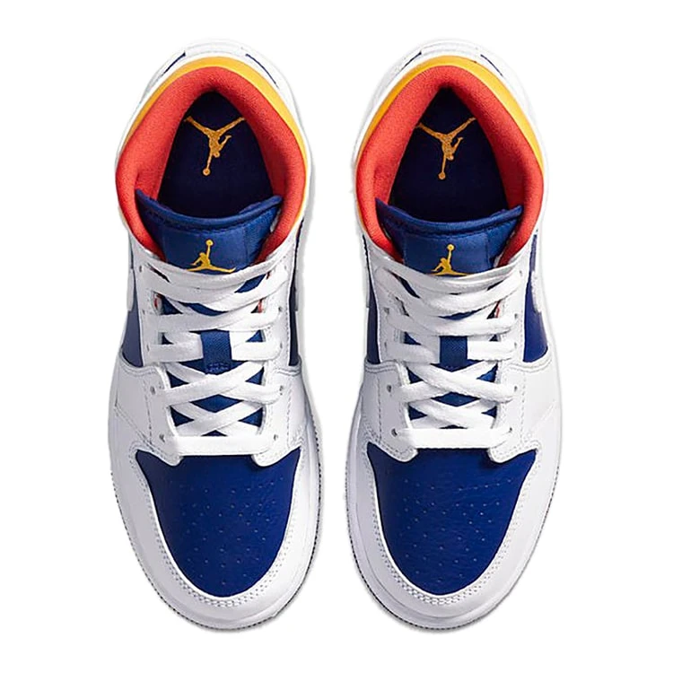 NIKE ナイキ AIR JORDAN 1 MID GS 'WHITE DEEP ROYAL BLUE' エア ジョーダン ワン ミッド キッズサイズモデル "ホワイト ディープロイヤル ブルー" キッズ レディース スニーカー WHITE/LASER ORANGE-DEEP ROYAL BLUE【限定完売モデル】