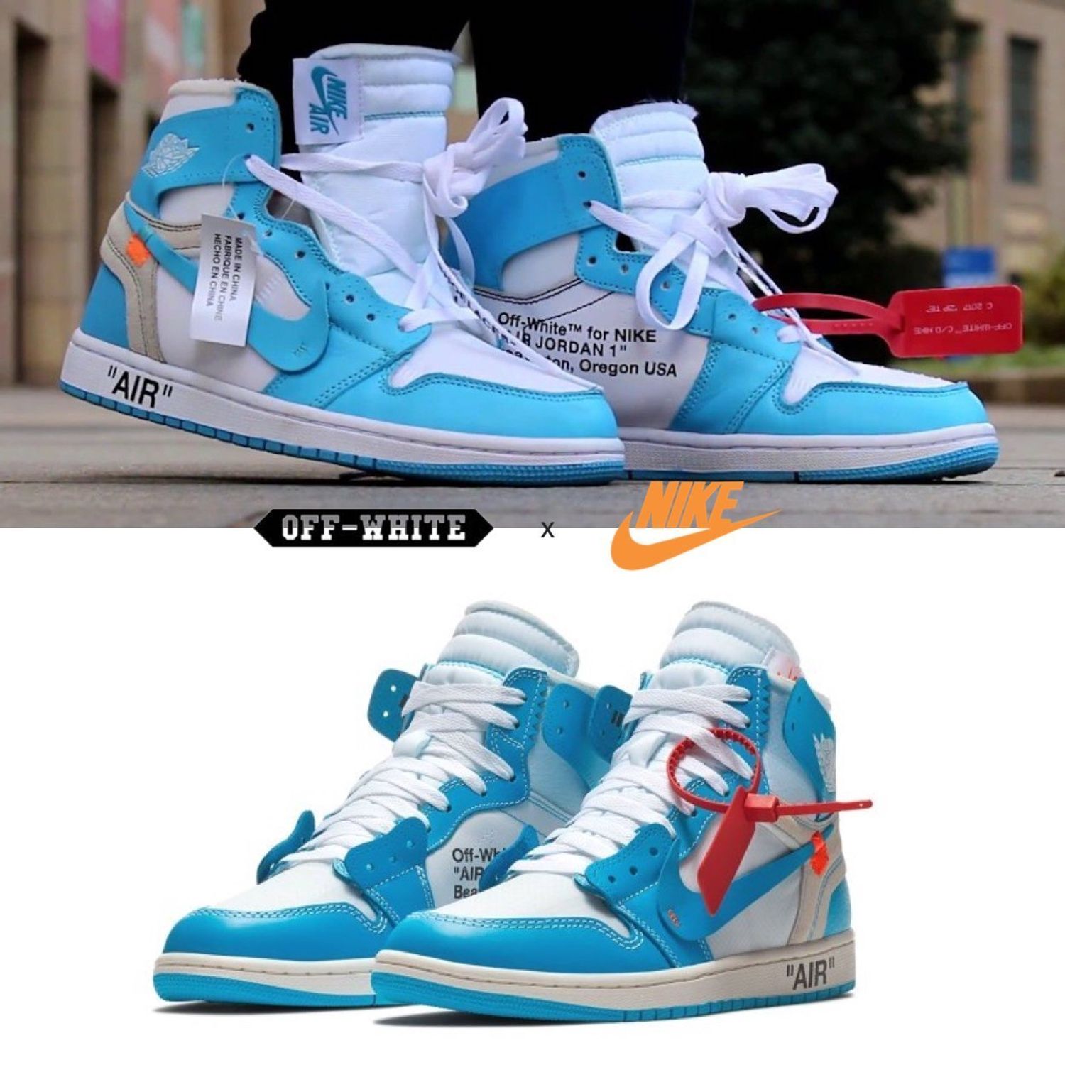 【入手困難】Off-White x Air Jordan 1 Retro High OG "UNC"OWジョイントノースカロライナブルー