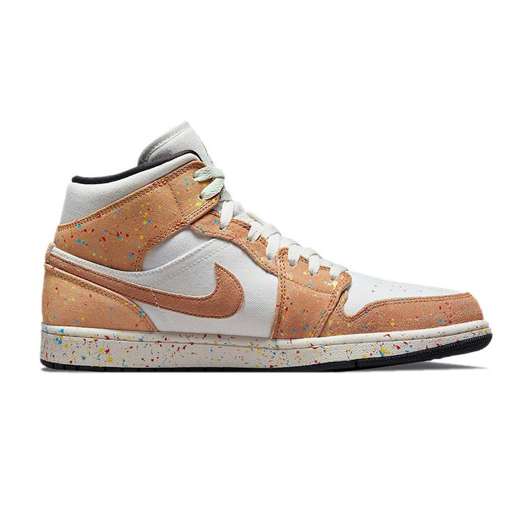 NIKE ナイキ AIR JORDAN 1 MID SE 'BRUSHSTROKE PAINT SPLATTER' エア ジョーダン ワン ミッド スペシャルエディション "ブラシストローク ペイント スプラッター" メンズ スニーカー SAIL/BLACK-CIDER-CHILE RED【海外展開 日本未入荷】