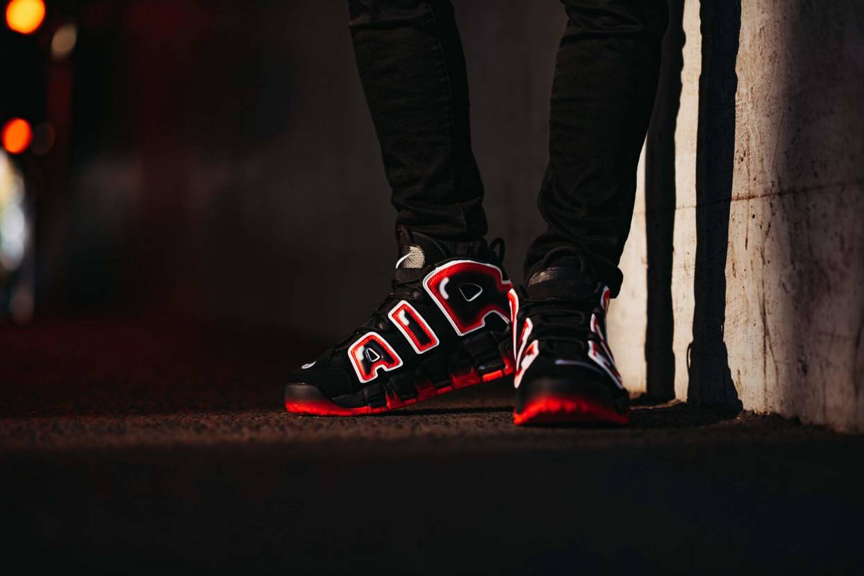 NIKE ナイキ AIR MORE UPTEMPO 'LASER CRIMSON' エア モア アップテンポ "レーサー クリムゾン" メンズ スニーカー BLACK/WHITE-LASER CRIMSON ブラック/ホワイト-レーサークリムゾン【海外展開 日本未入荷】