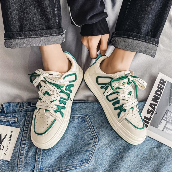 男鞋子潮鞋2023新款情侶百搭小白色男生小眾設計溶解國潮運動板鞋