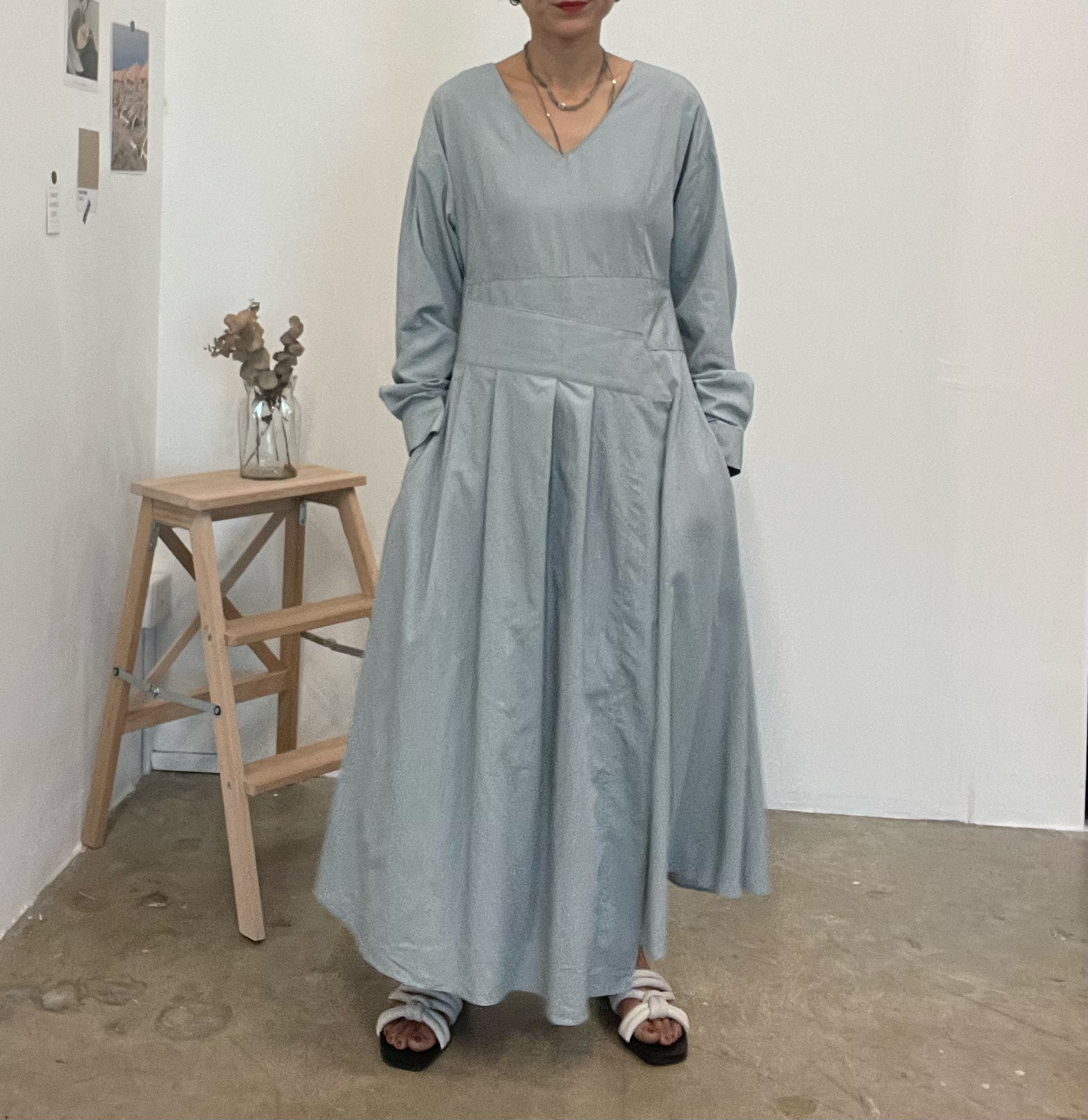 Constance overlap waist-detail pocket dress