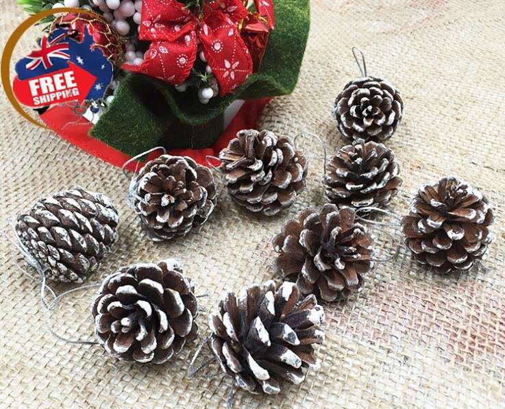 18 Christmas Natural Pine Cones Xmas Tree Hanging Home Decoration Ornament Gifts - Zmart Australia