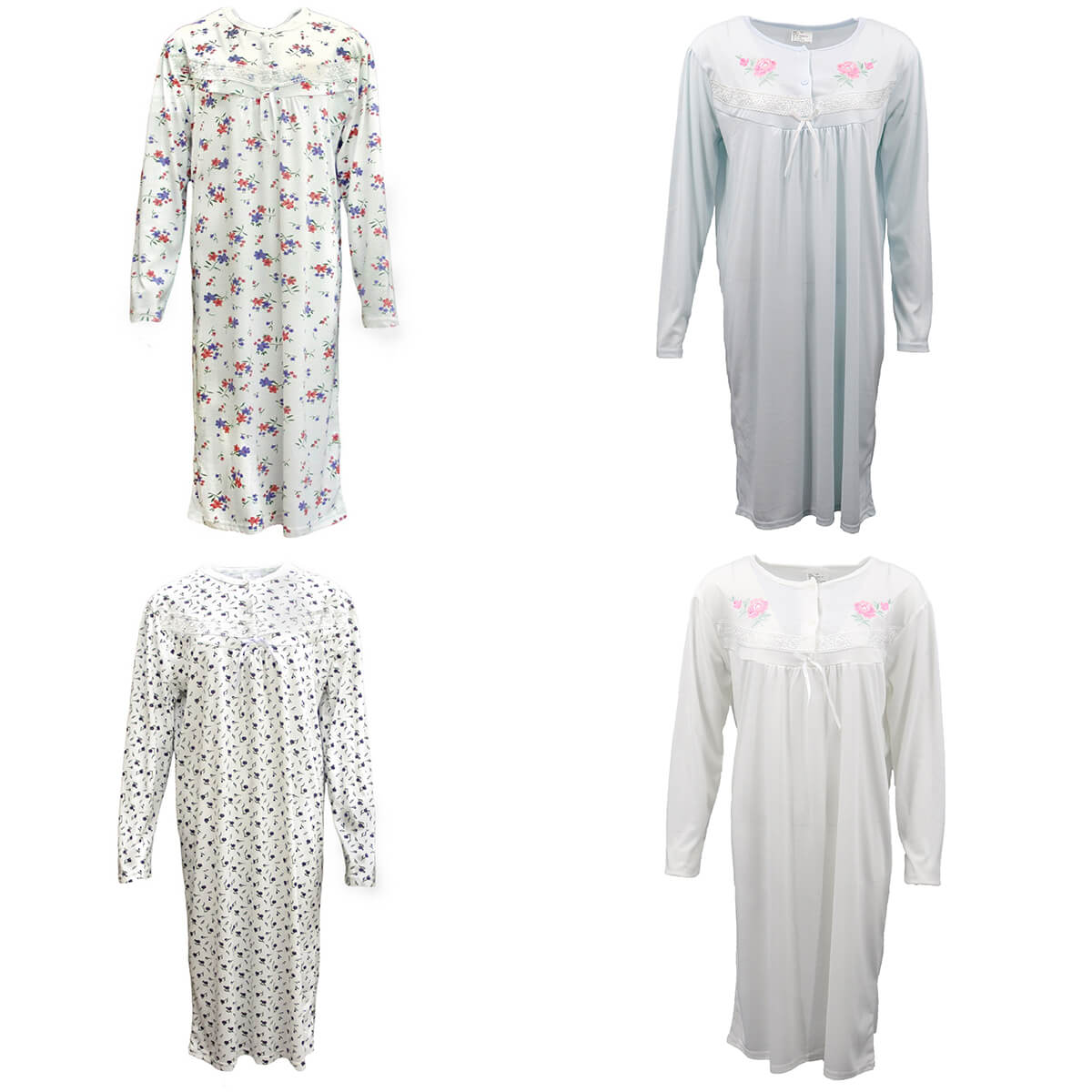 100% Cotton Women Nightie Night Gown Pajamas Pyjamas Winter Sleepwear PJs Dress - Zmart Australia