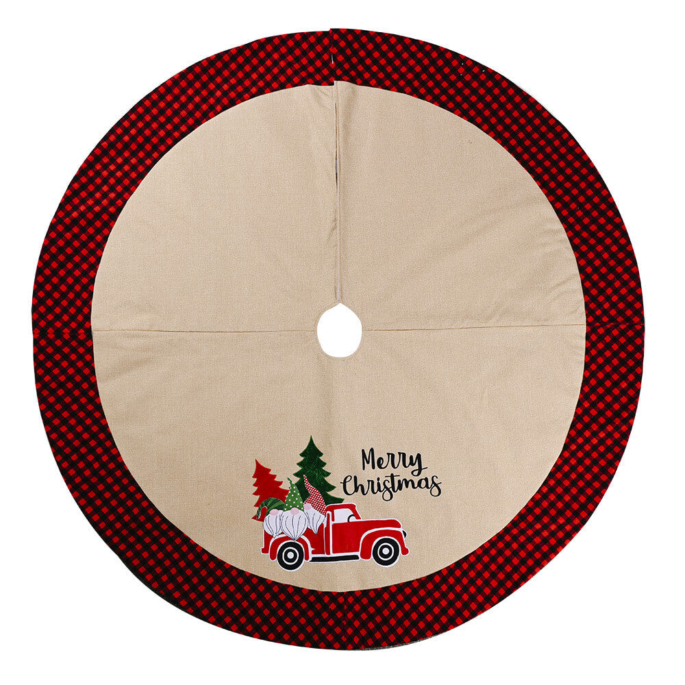 106cm Christmas Hessian Santa In Car Tree Skirt Home Floor Mat Cover Xmas Decor - Zmart Australia