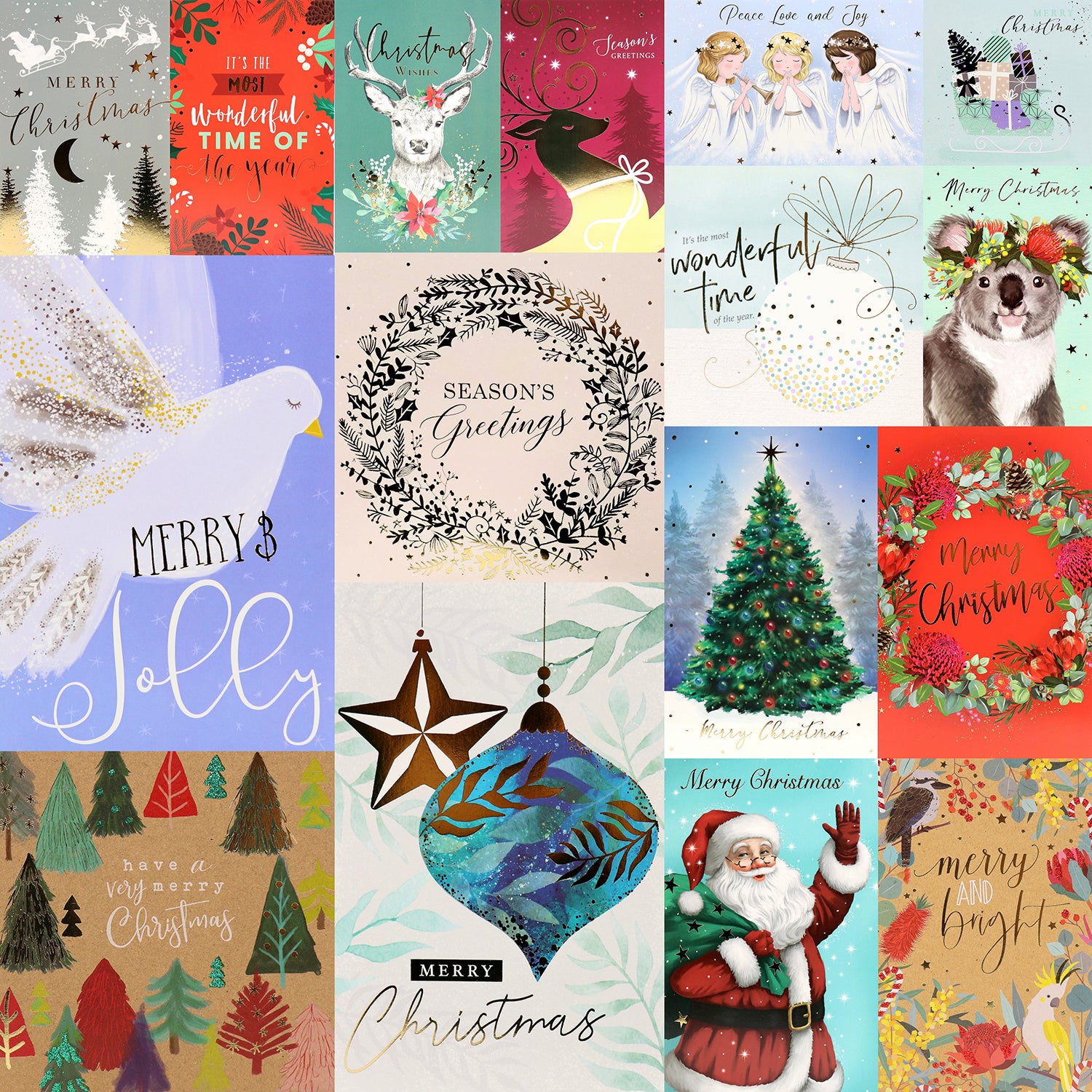 10x Charity Christmas Greeting Cards & Envelopes Boxed Glitter Foil Xmas Gift - Zmart Australia