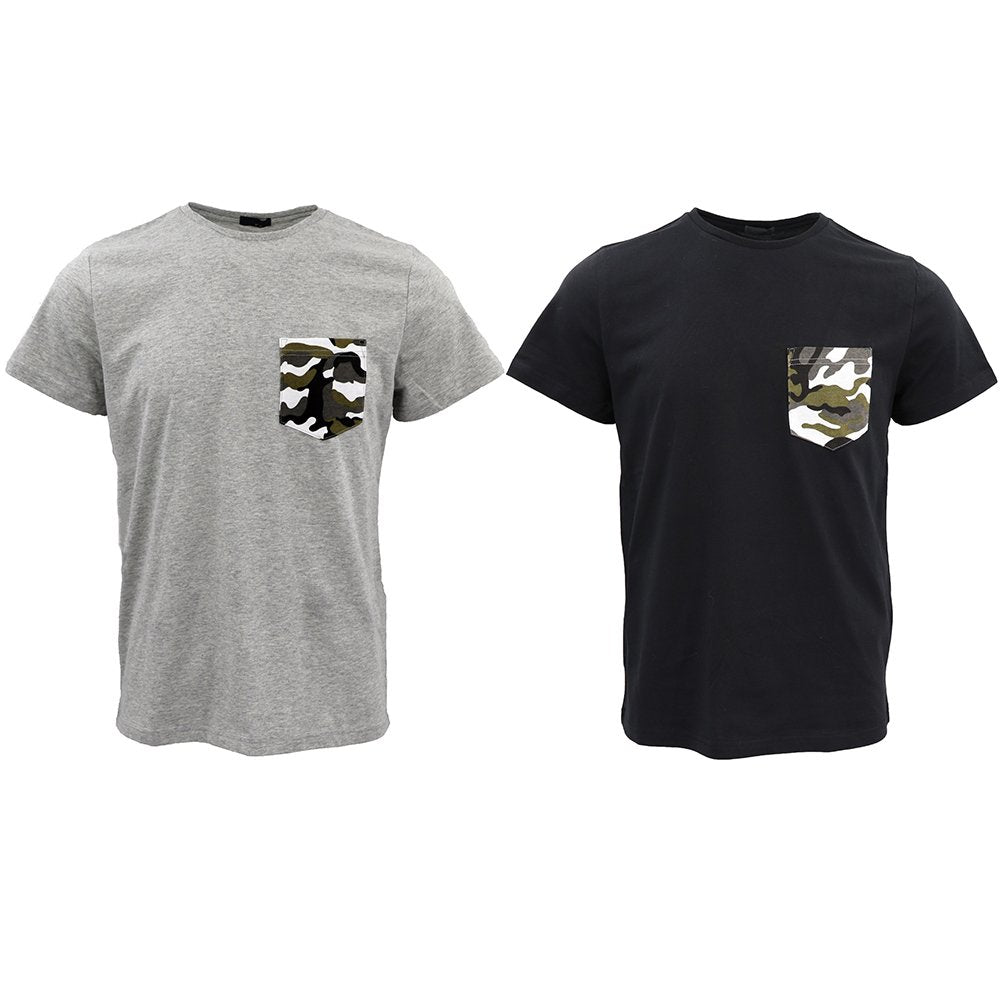 Men's 100% Cotton Short Sleeve T-Shirt Tee Tops Military Camo Camouflage Pocket - Zmart Australia