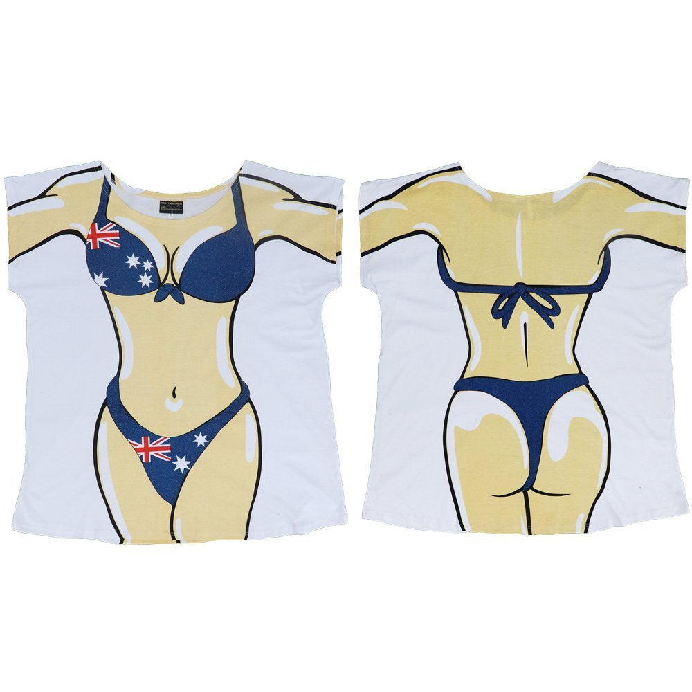 New Women's Bikini Body Beach Tee Top T Shirt Australia Flag Souvenir Sleep Wear - Zmart Australia