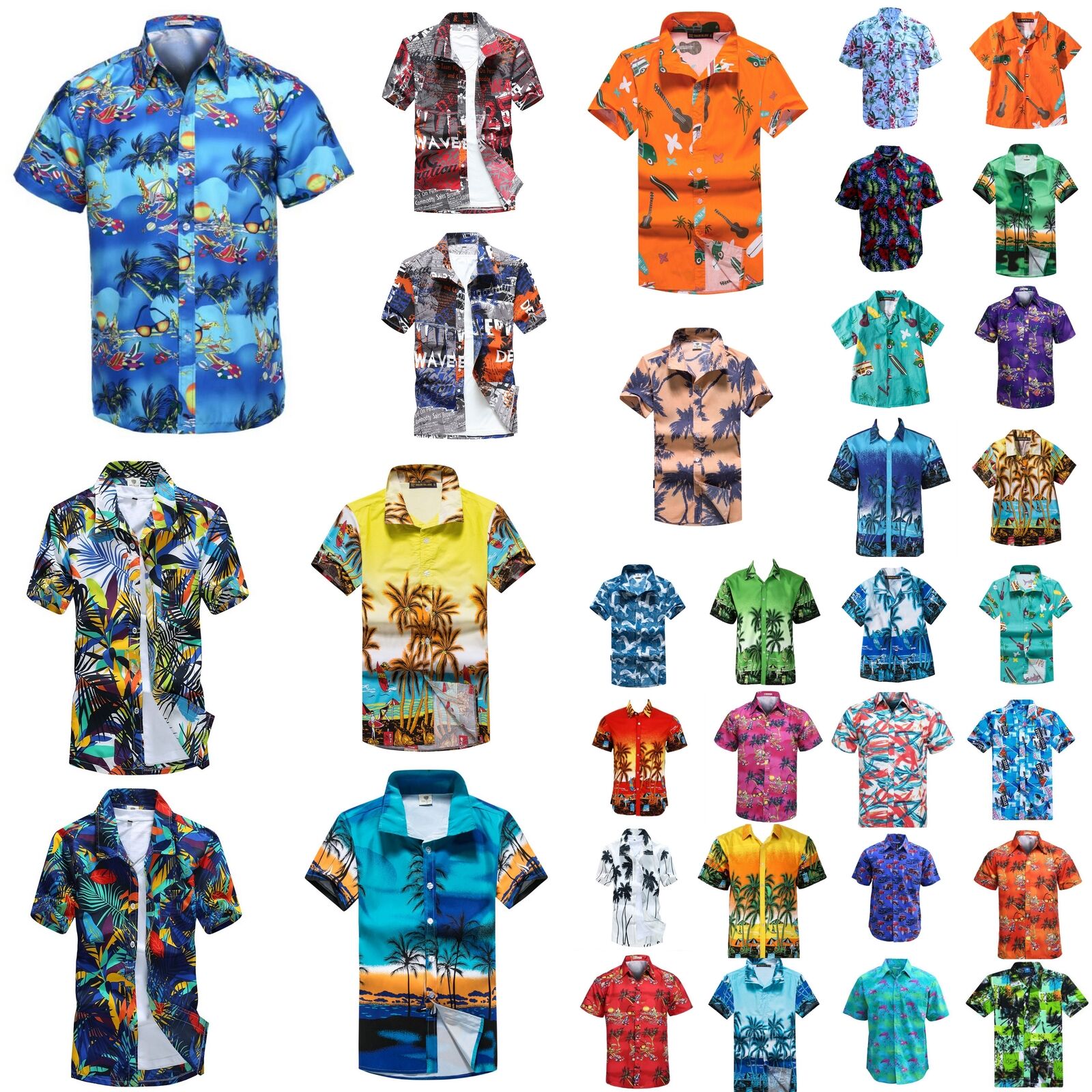 New Adults Kids Cotton Hawaiian Beach Shirt Cool Dry Tropical Summer Casual Tops - Zmart Australia